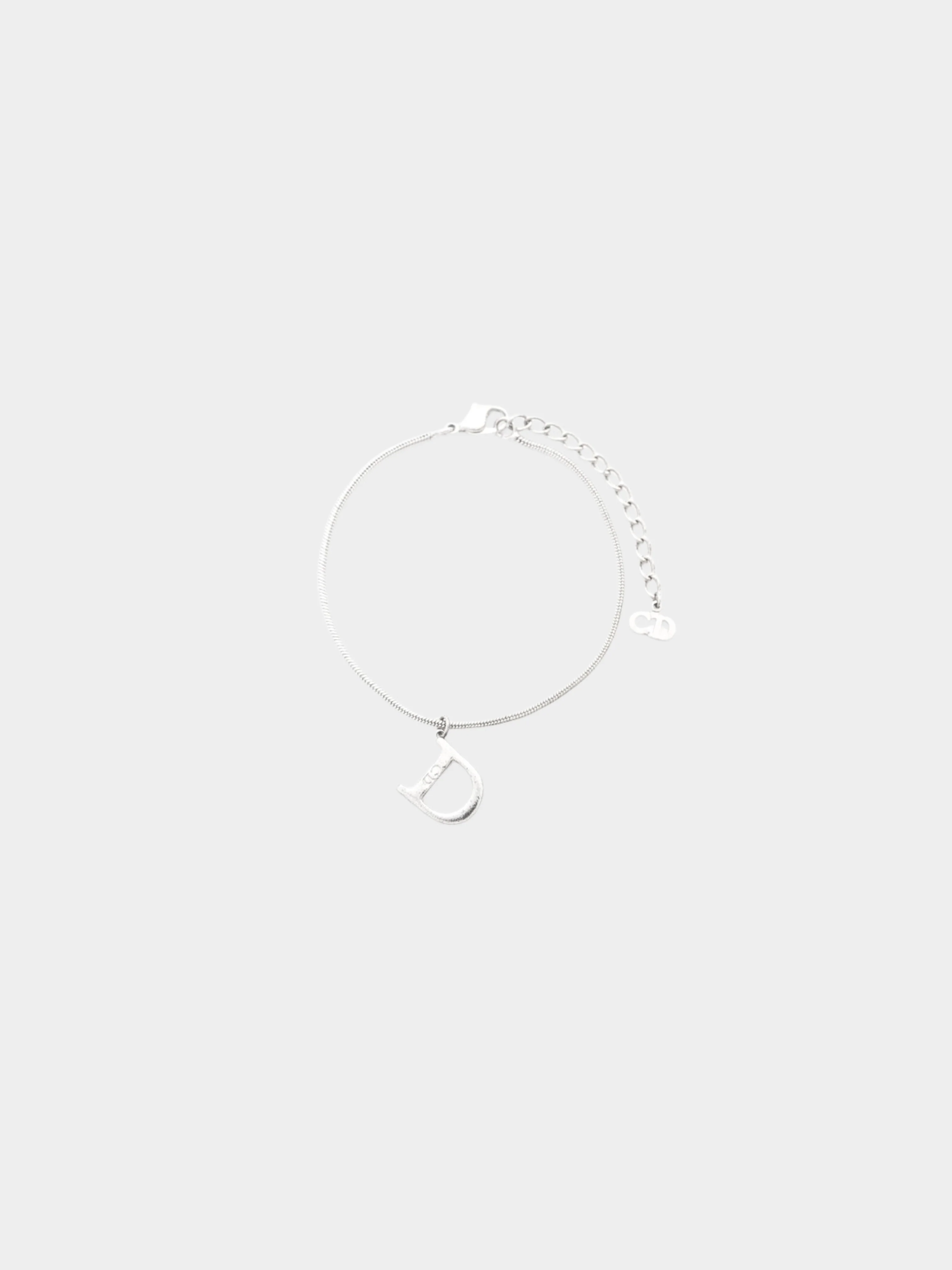 Christian Dior 2000s Silver 'D' Logo Charm Bracelet