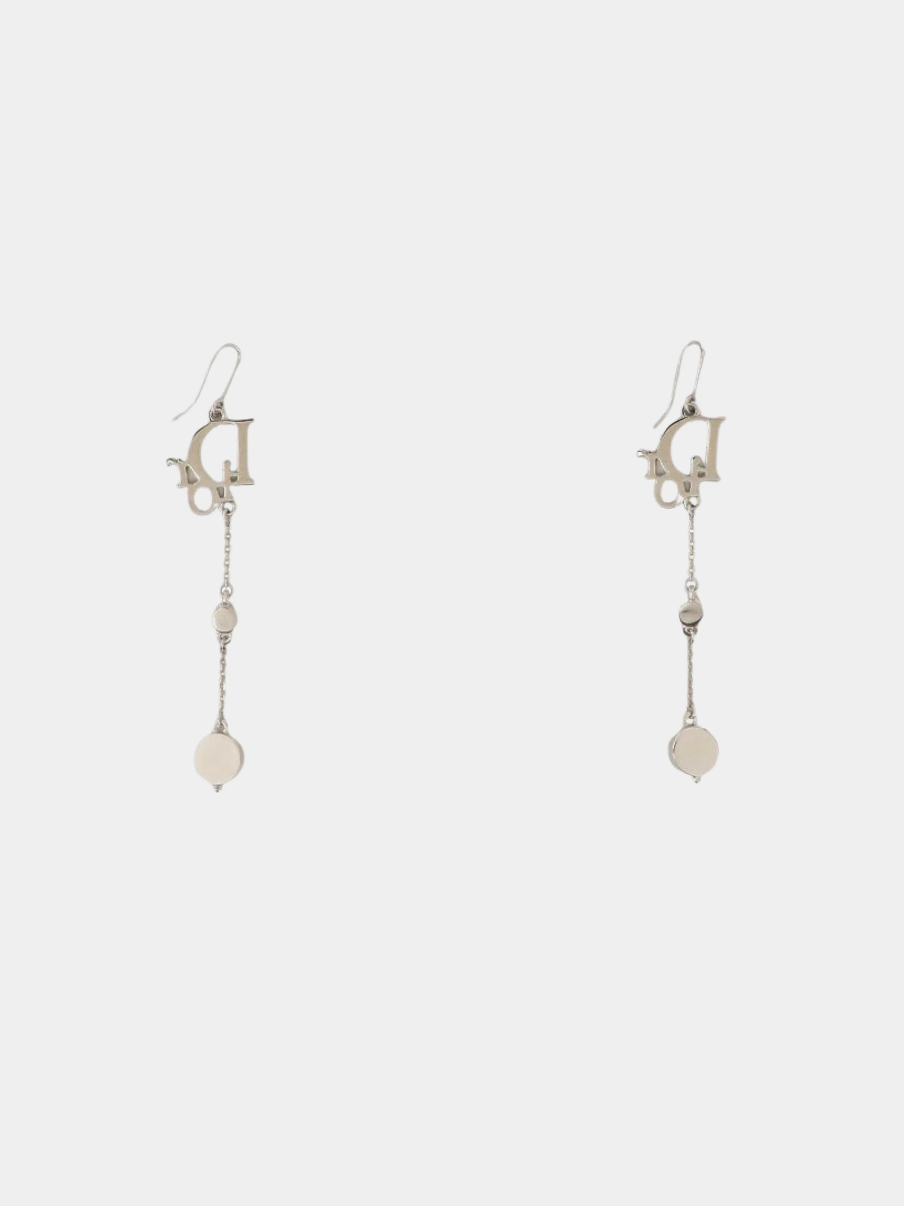 Christian Dior 2000s Silver Logo Rhinestone Earrings - Image 2