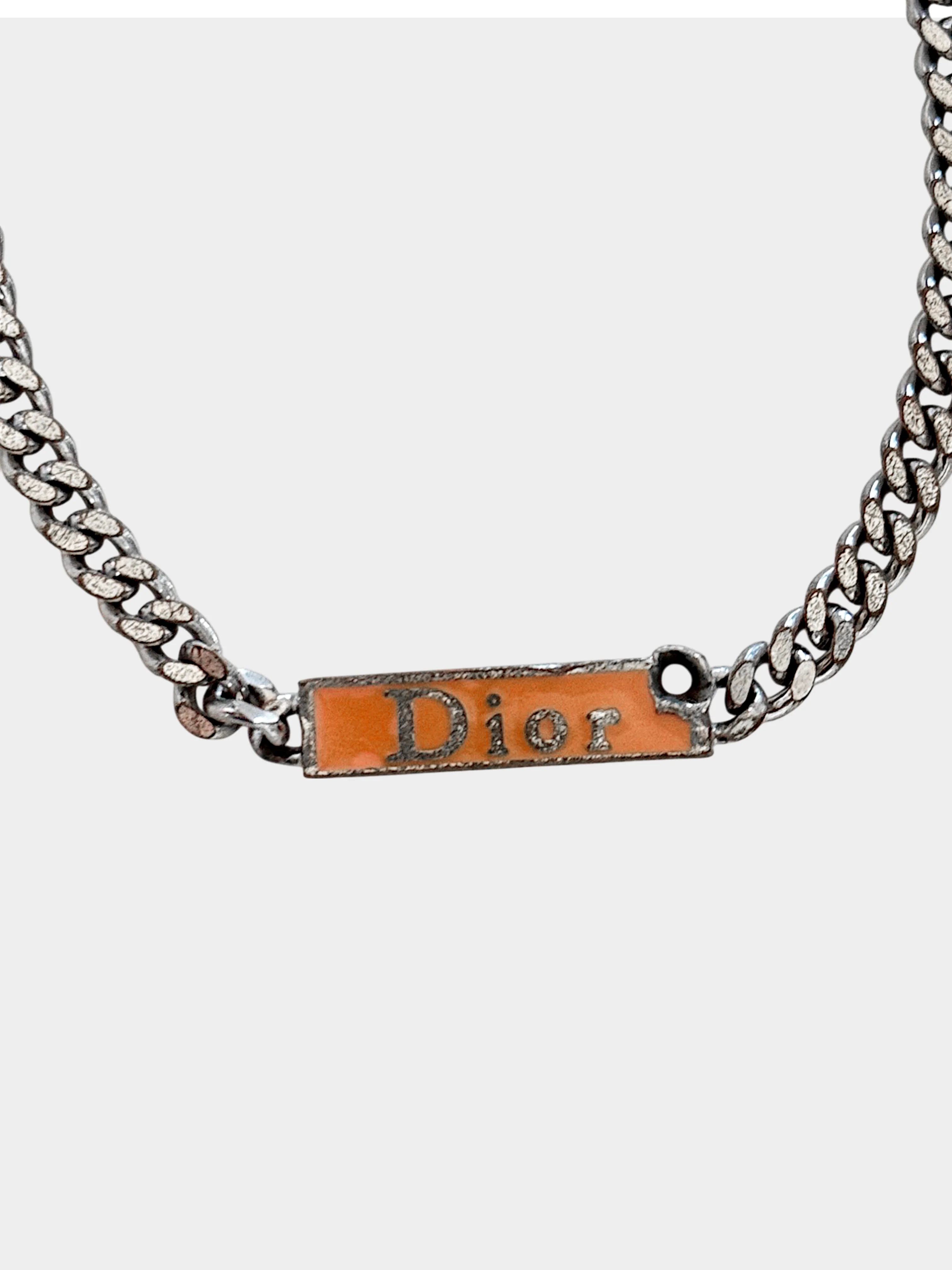 Christian Dior 2000s Silver Logo Tag Cuban Link Bracelet - Image 2
