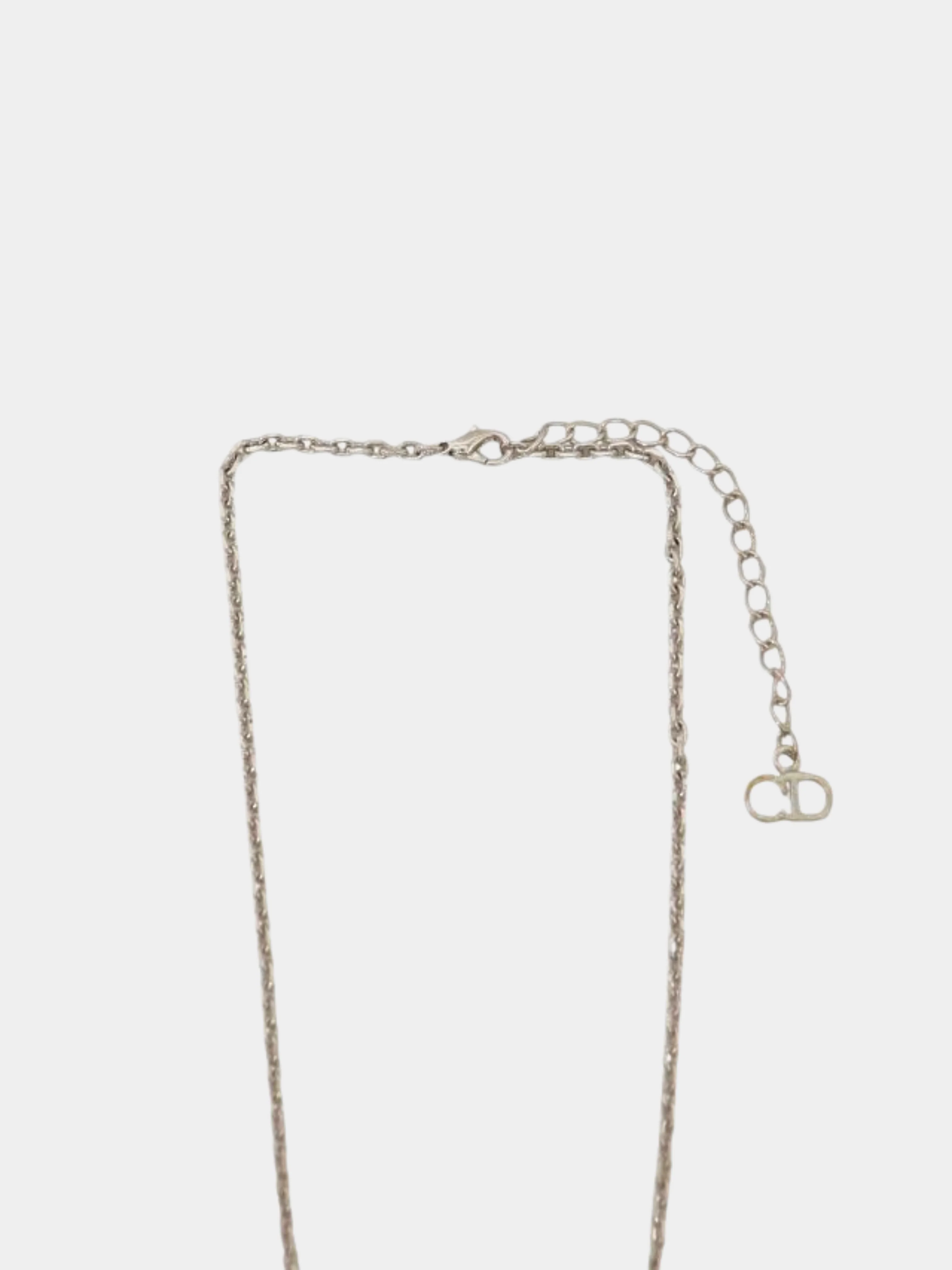 Christian Dior 2000s Silver Plated Metal Logo Chain Necklace - Image 2