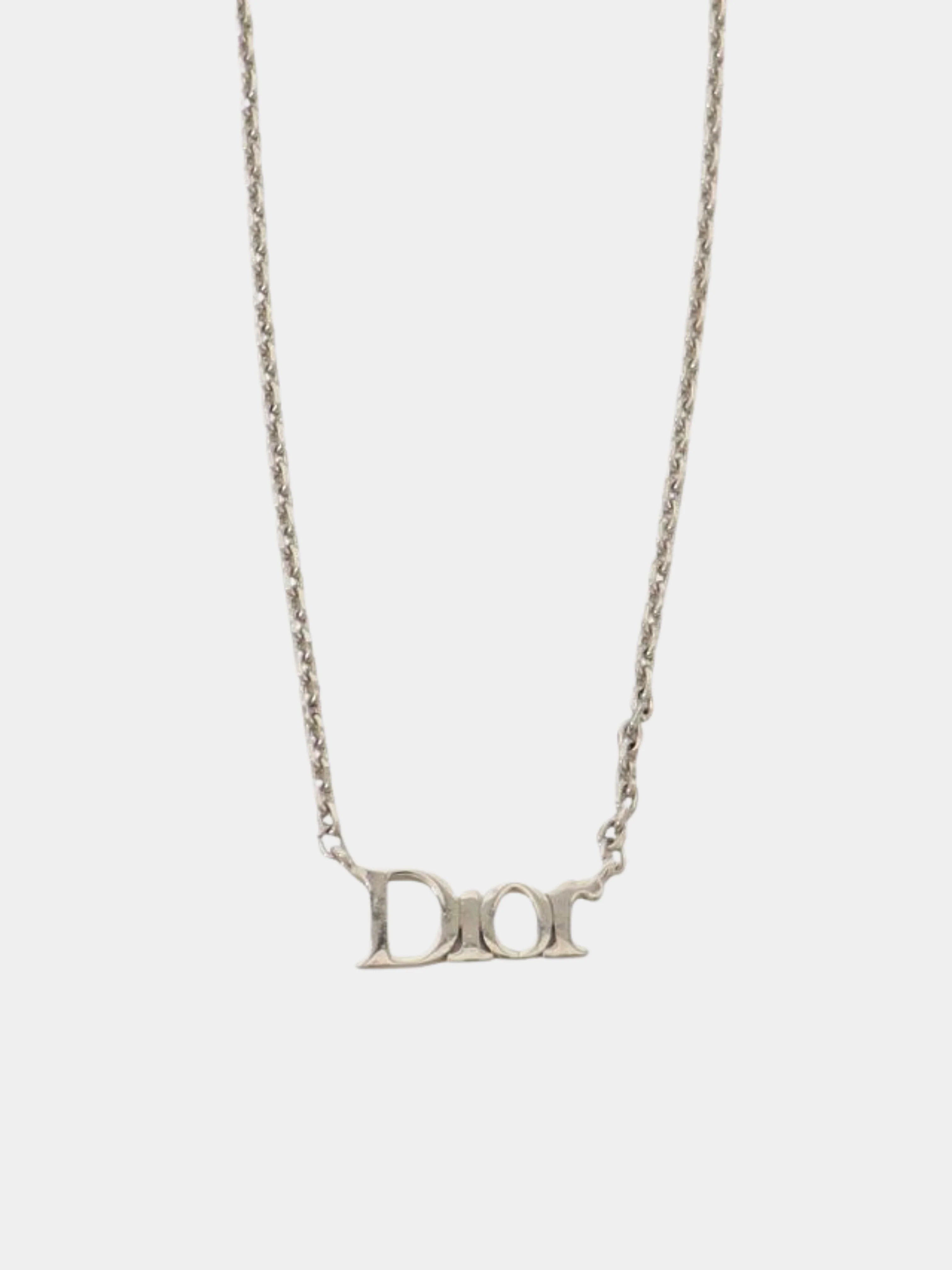 Christian Dior 2000s Silver Plated Metal Logo Chain Necklace - Image 3