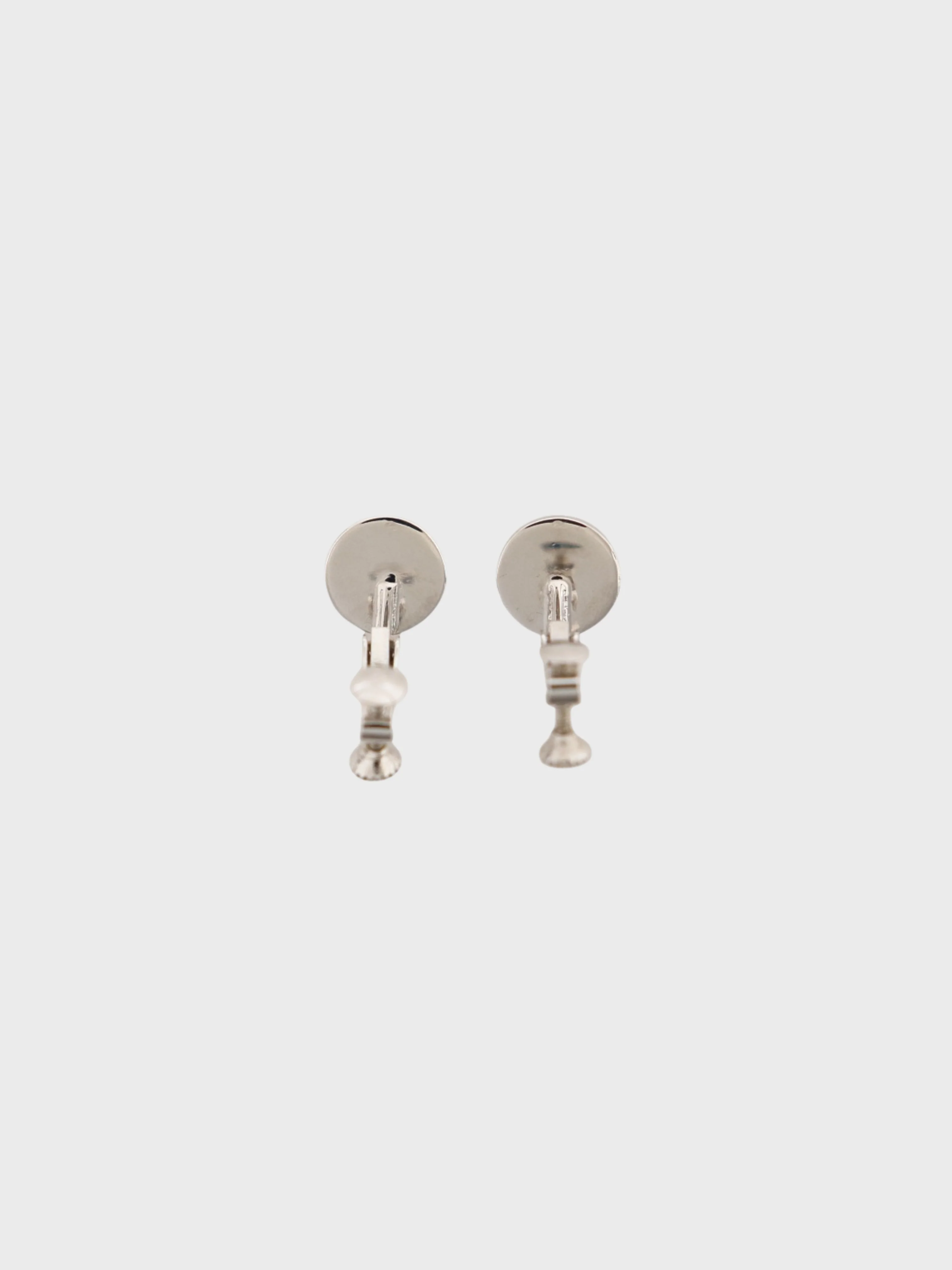 Christian Dior 2000s Silver Plated Metal Logo Round Earrings - Image 2