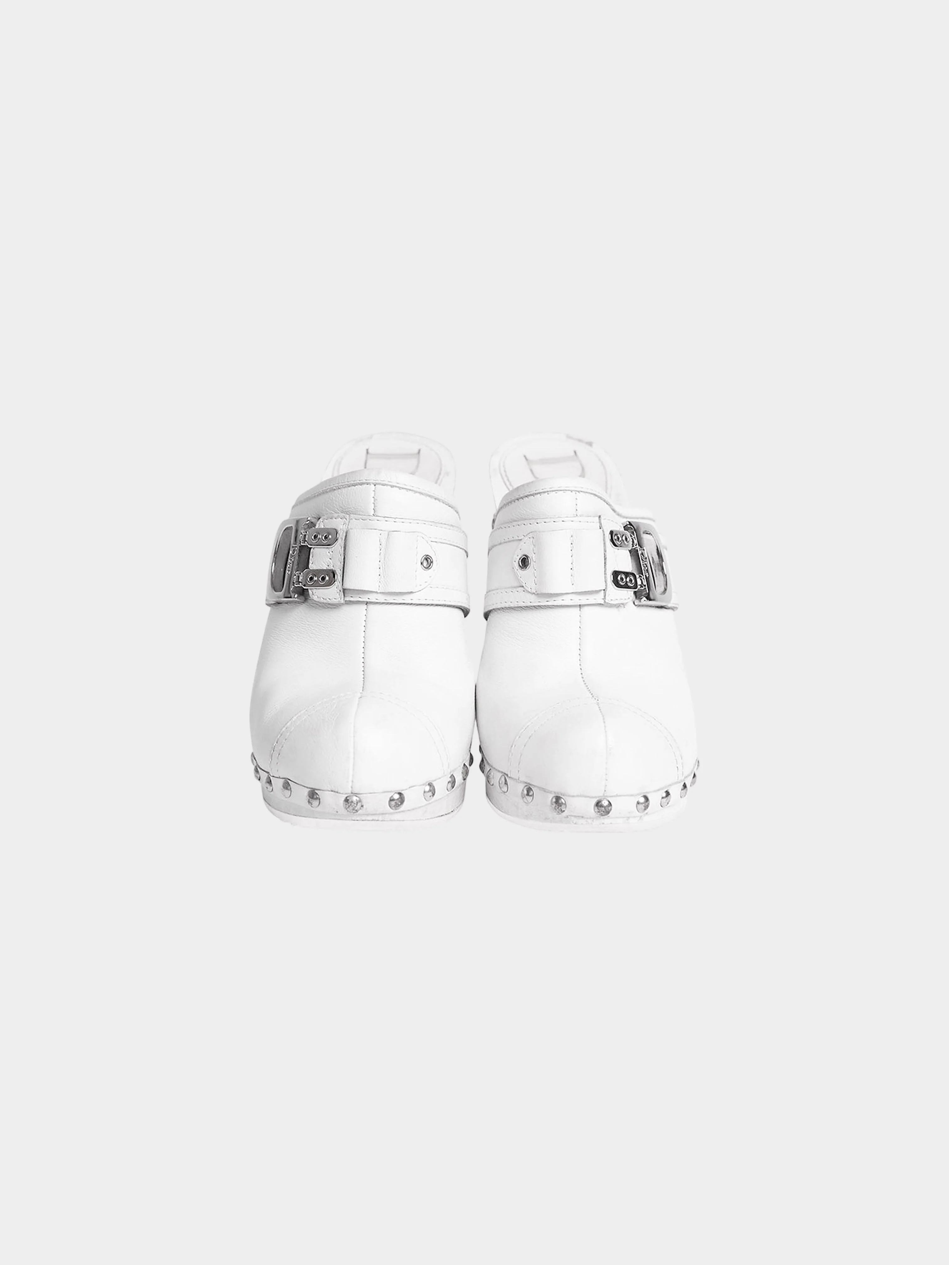 Christian Dior 2000s White Diorquake D-flight Leather Clogs - Image 2