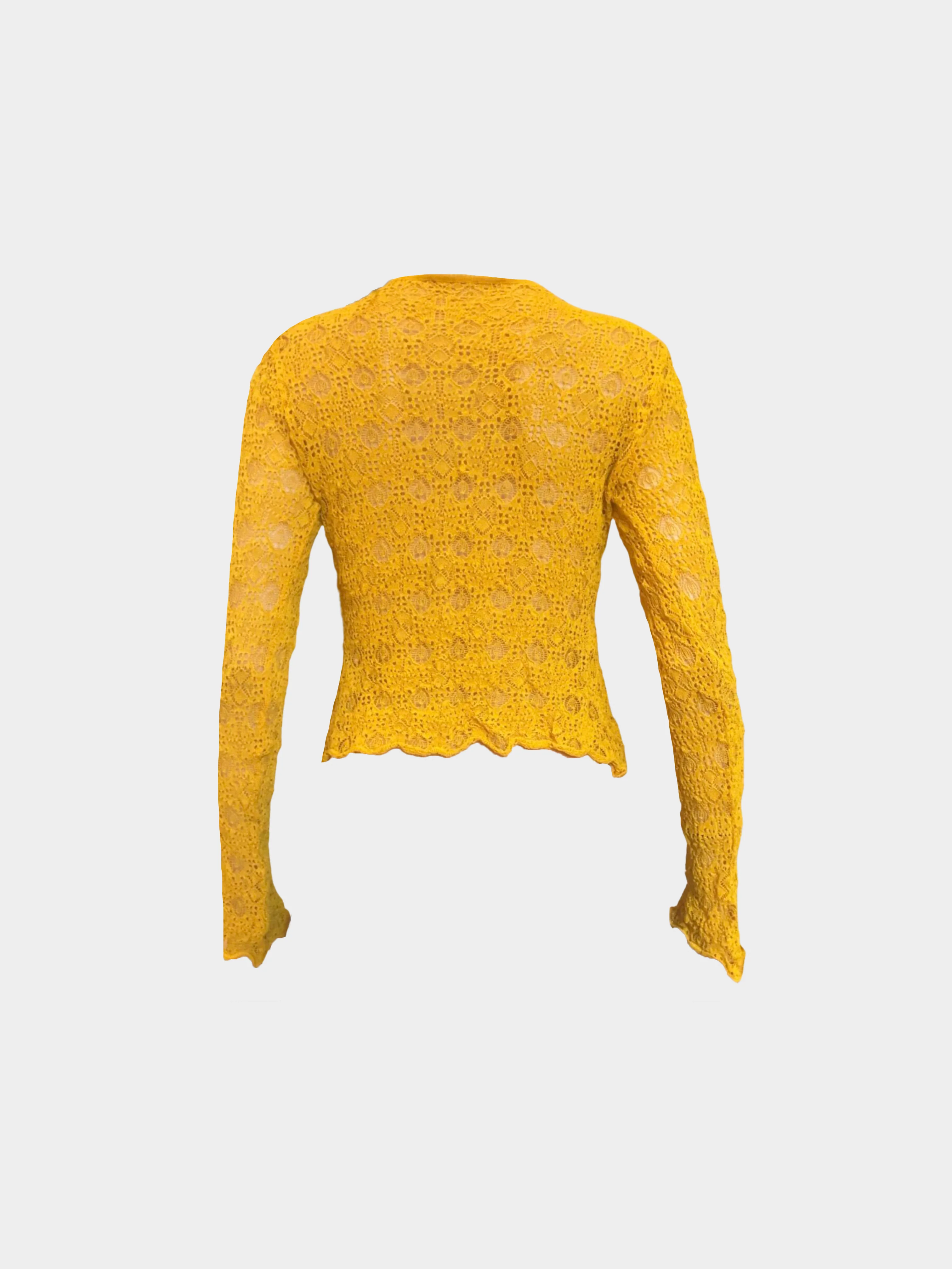 Christian Dior 2000s Yellow Lace Cardigan Top - Image 2