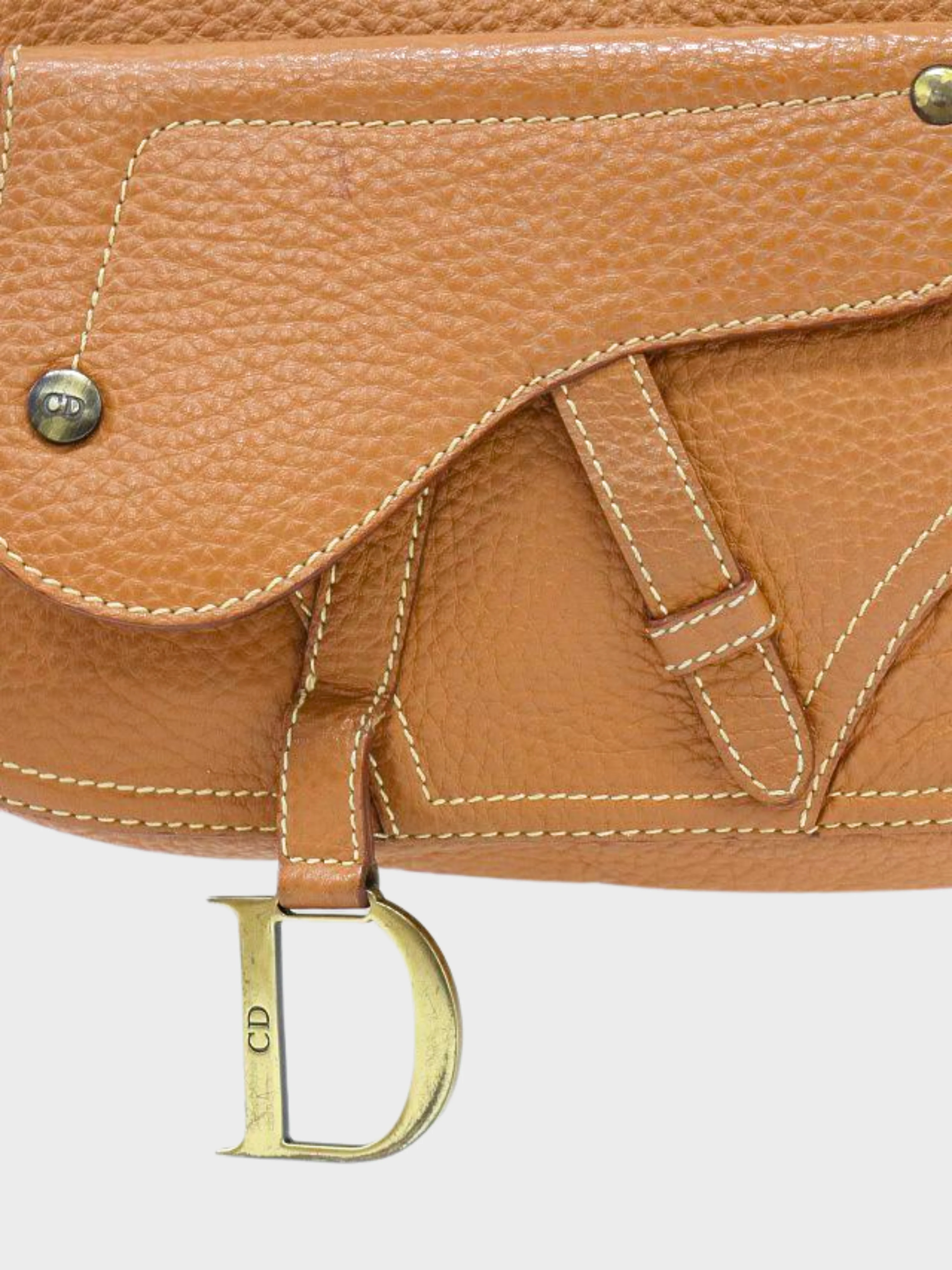 Christian Dior 2002 Brown Double Baudrier Saddle Bag - Image 4