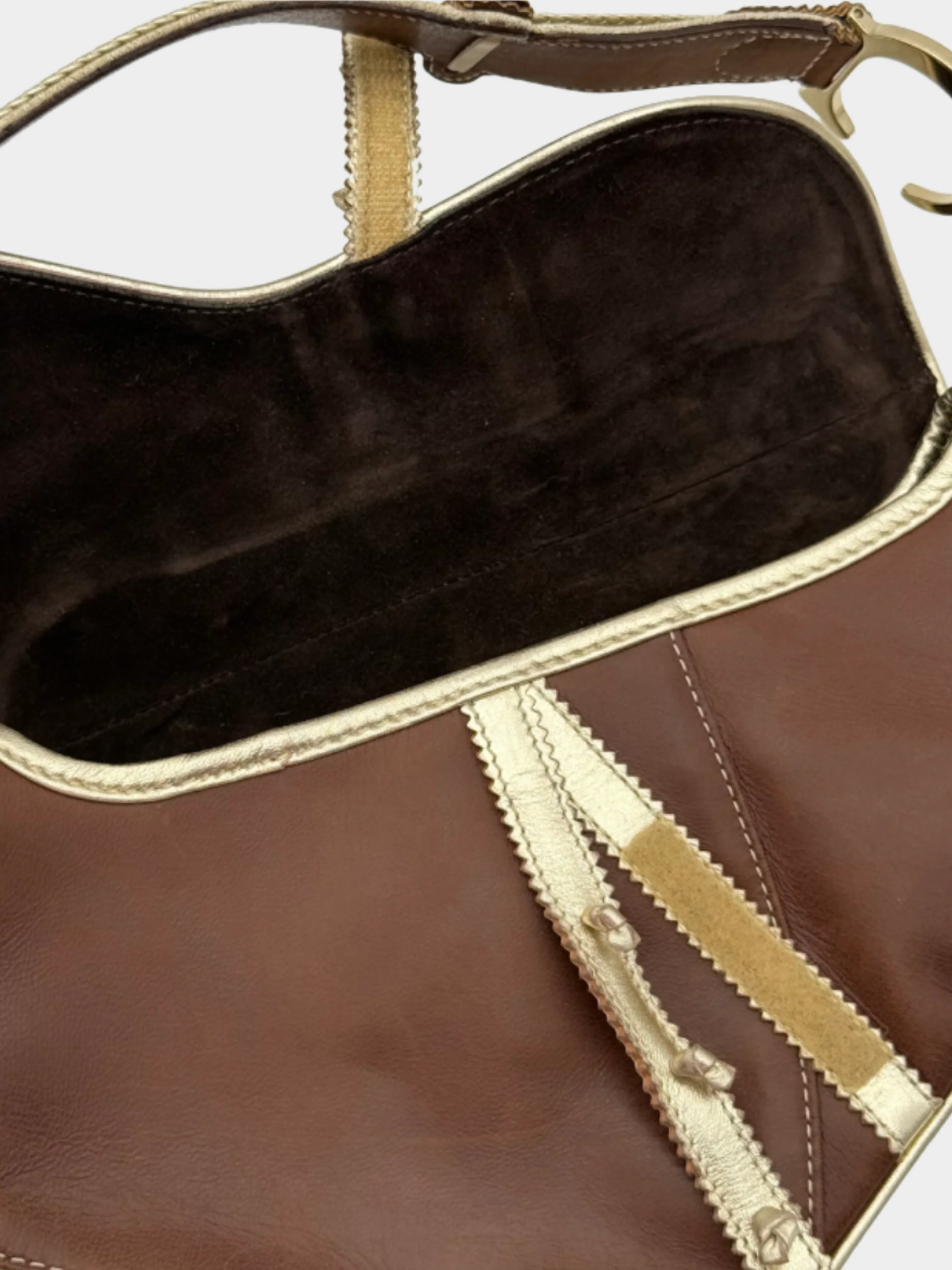 Christian Dior 2003 Limited Edition Brown and Beige Hollywood Saddle Bag - Image 5