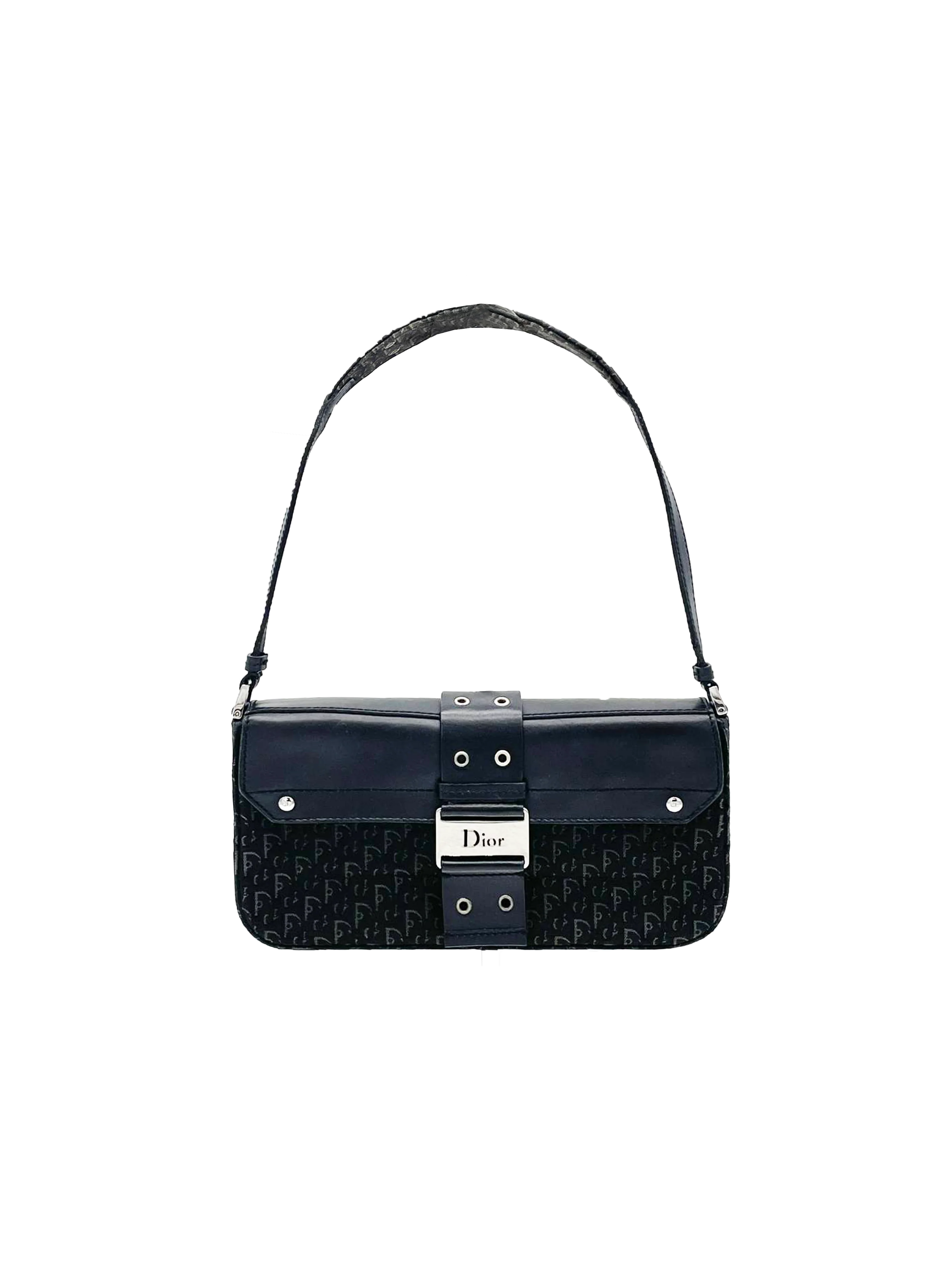 Christian Dior 2003 Black Monogram Street Chic Shoulder Bag