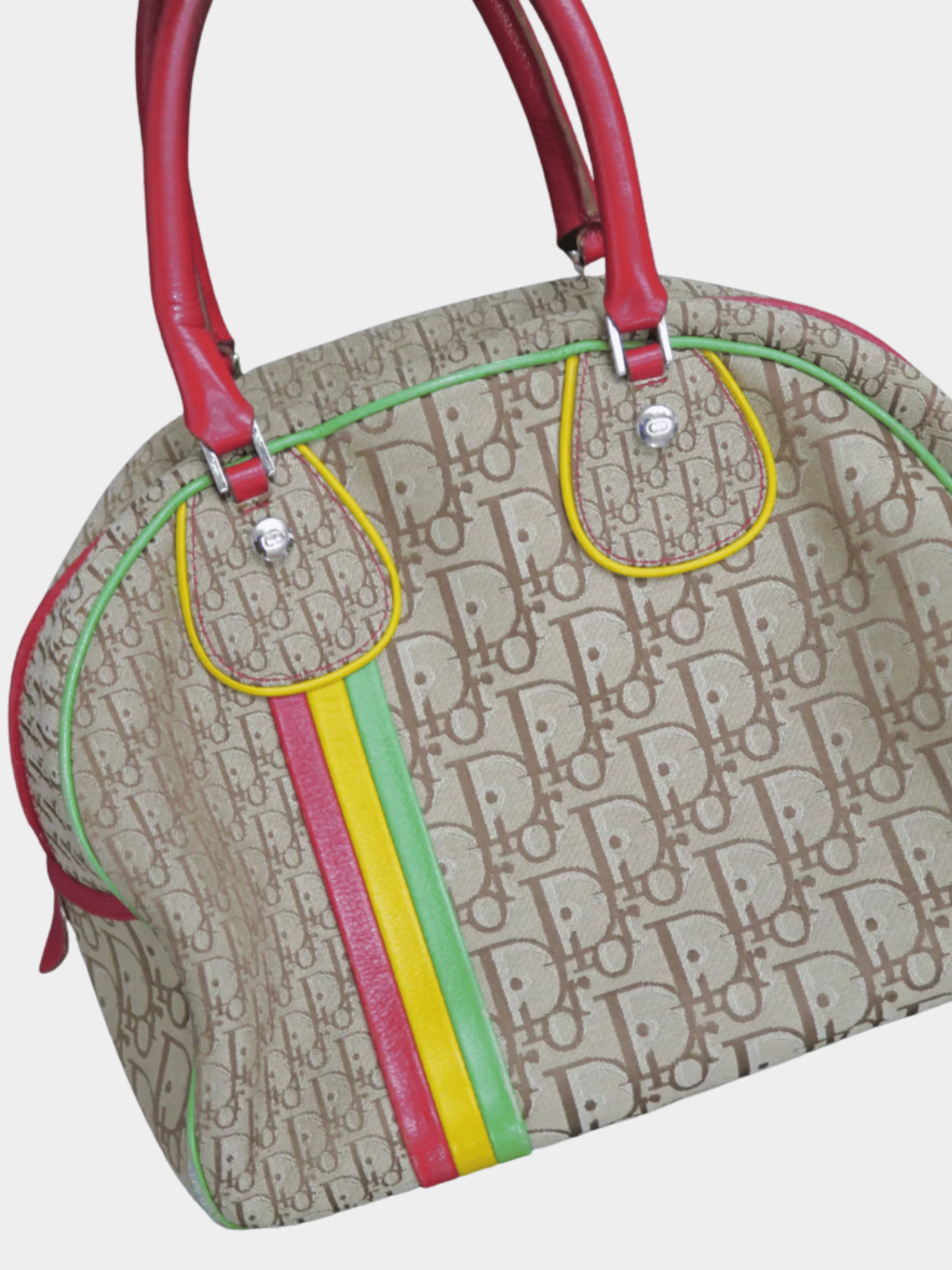 Christian Dior 2004 Beige Rasta Bowling Bag - Image 2