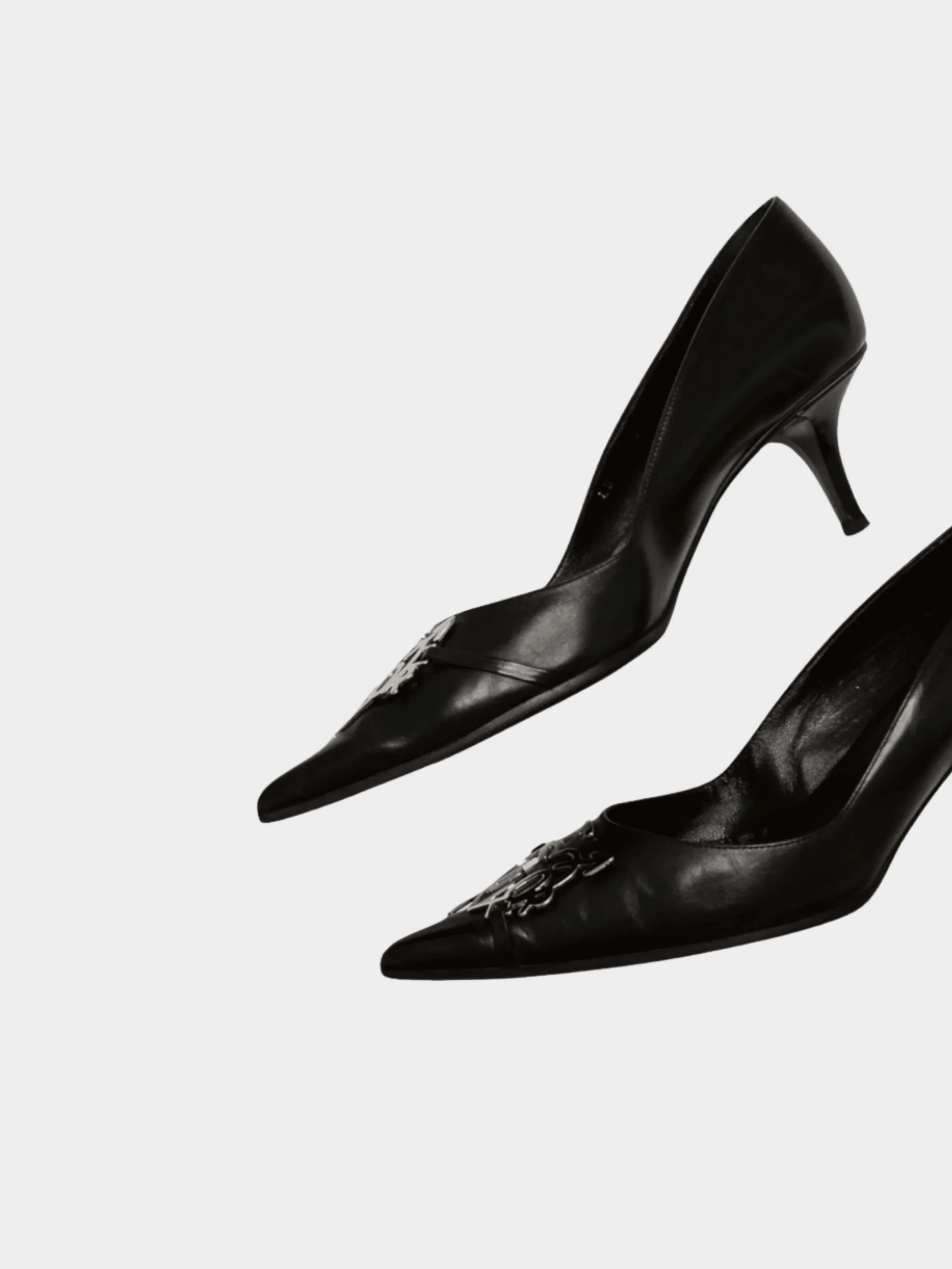 Christian Dior 2004 “I love Dior” Black Leather Heels - Image 3