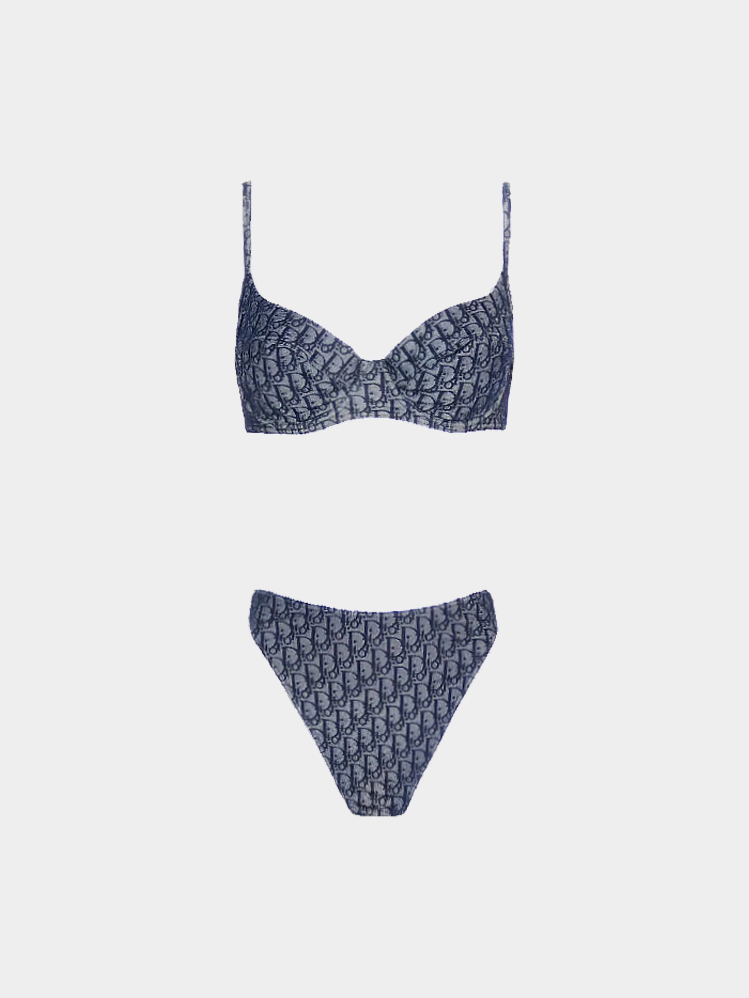 Christian Dior 2004 Navy Monogram Two-Piece Lingerie Set
