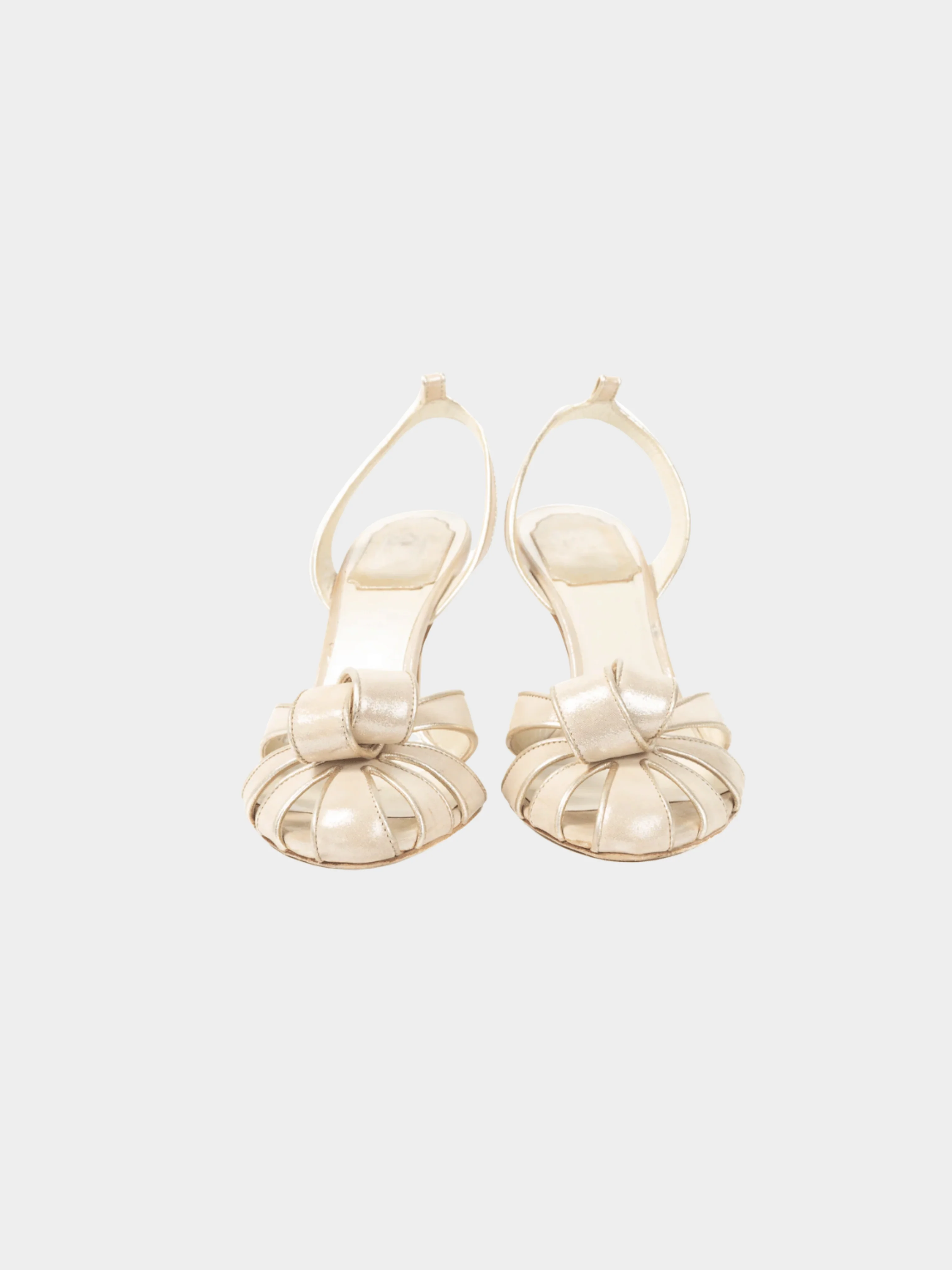 Christian Dior 2008 Karma Metallic Nude Suede Heels - Image 2