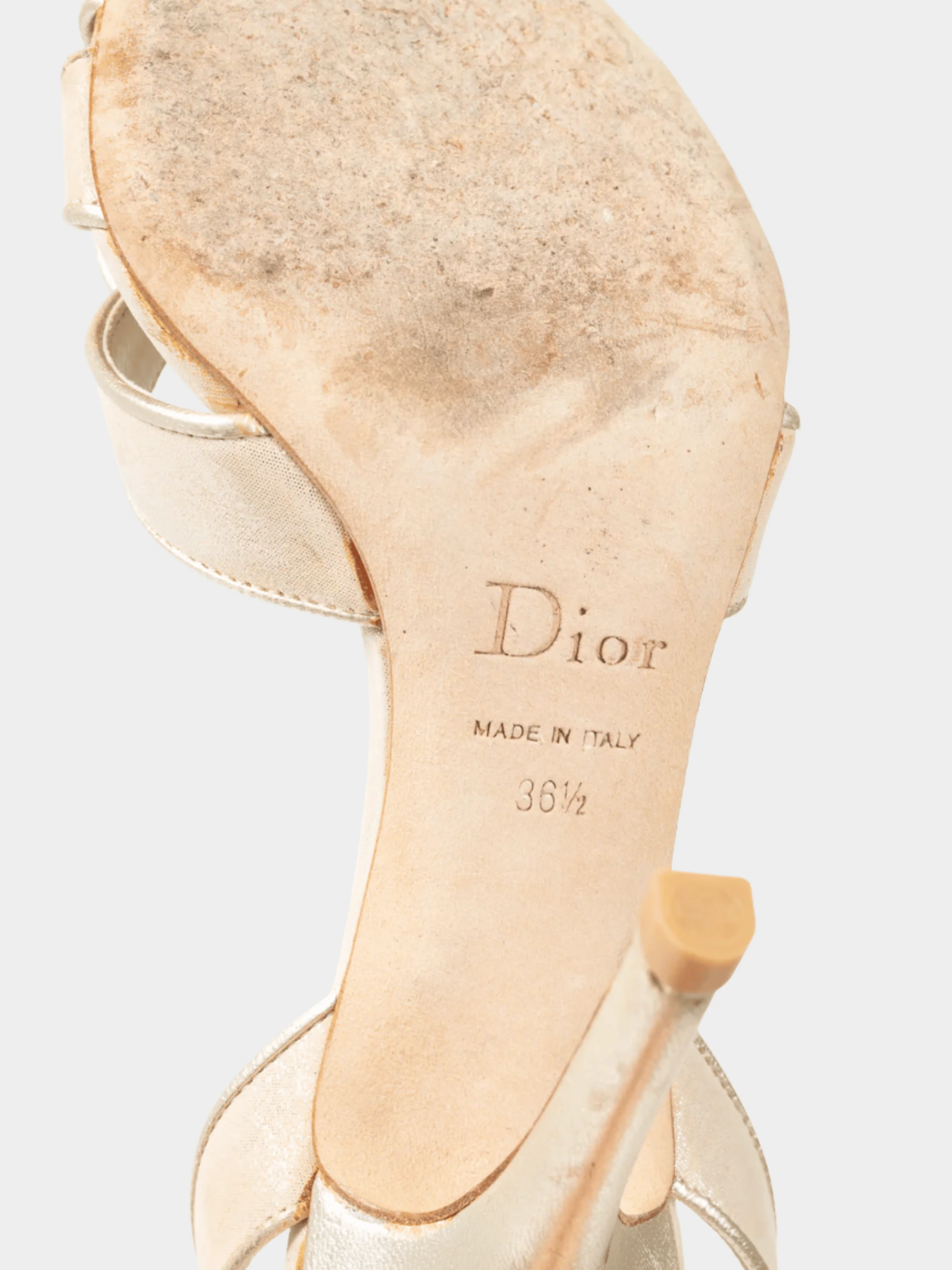 Christian Dior 2008 Karma Metallic Nude Suede Heels - Image 6