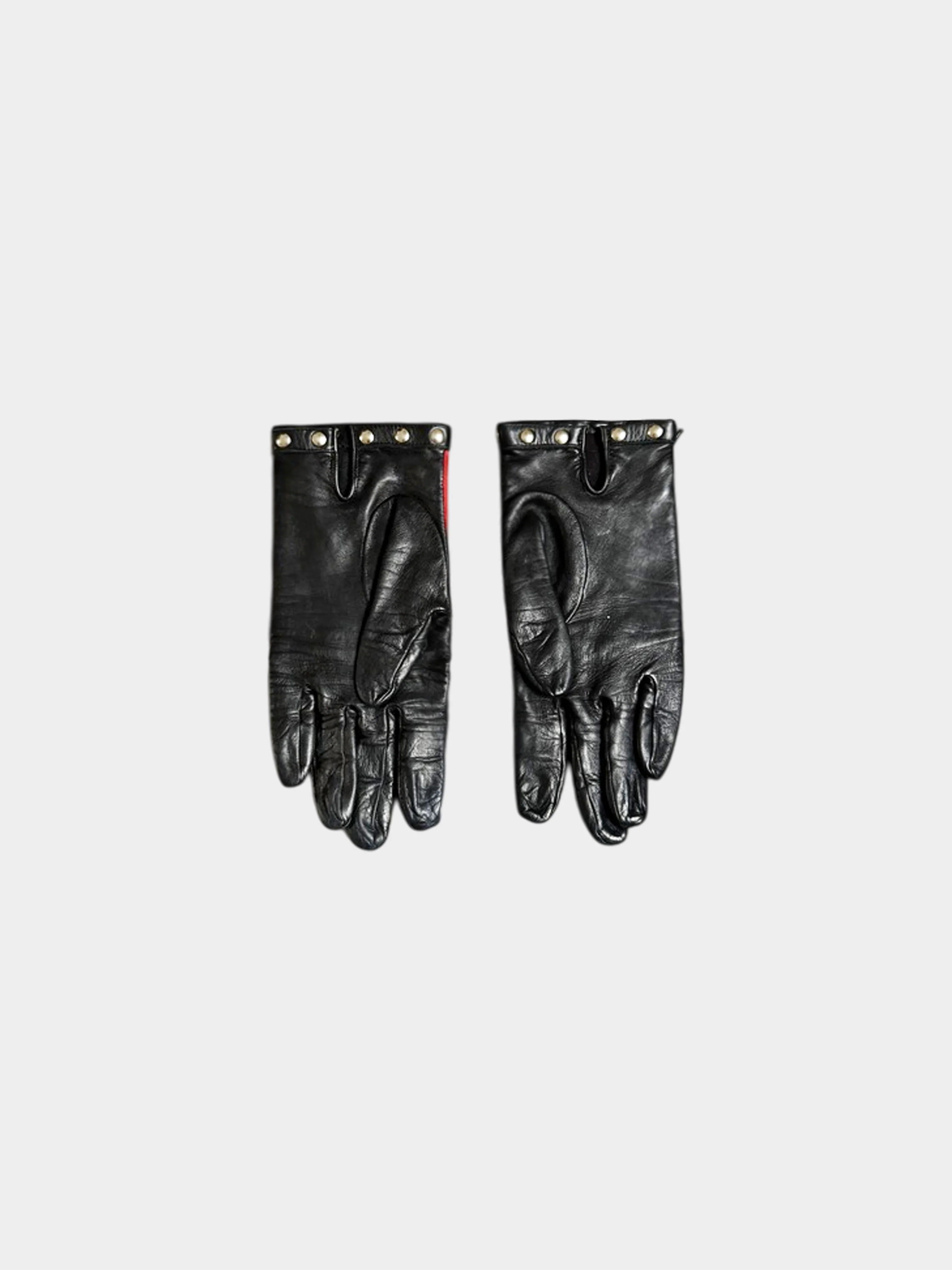 Christian Dior 2010s Black and Red Lambskin Gloves - Image 2