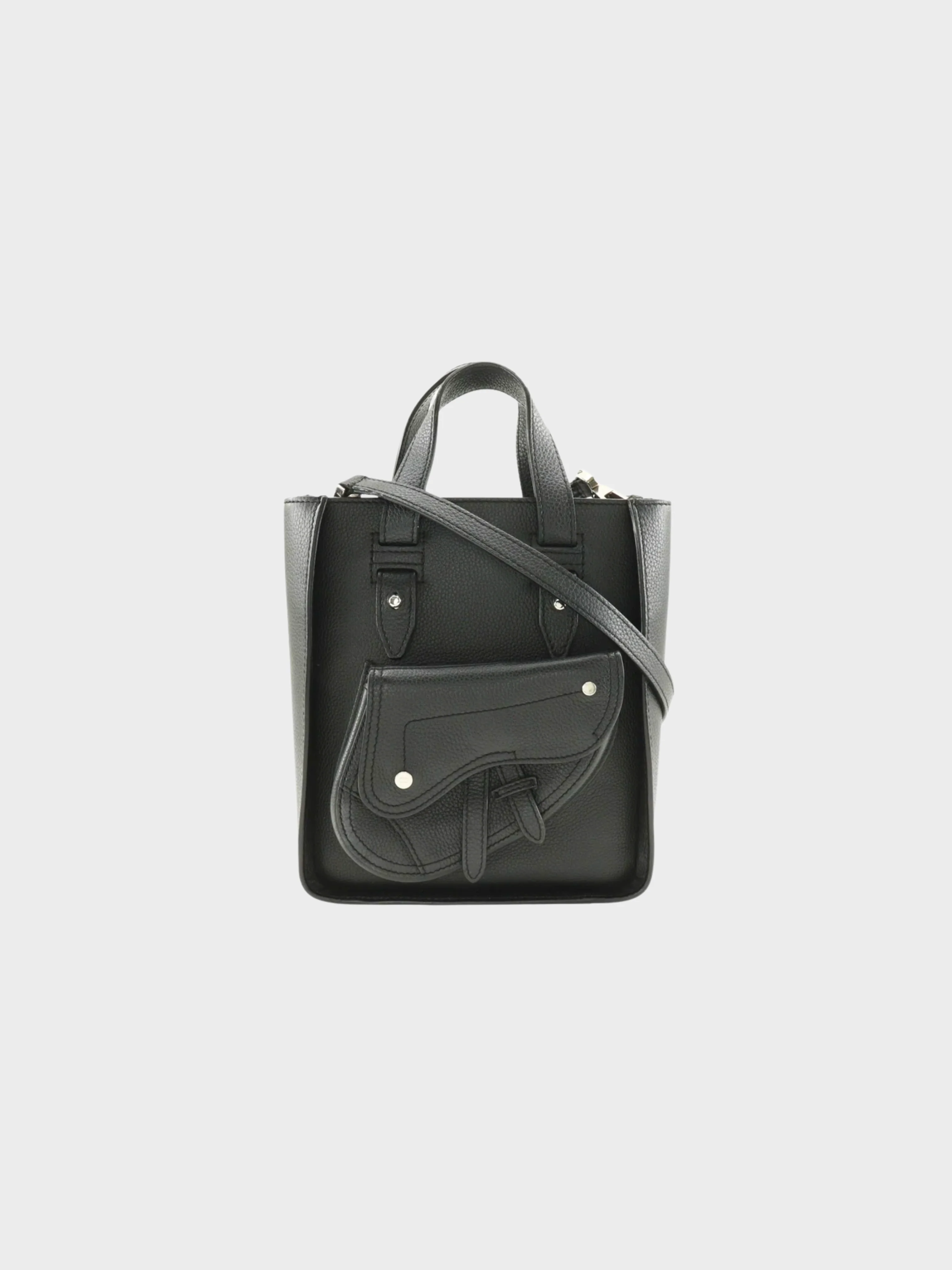 Christian Dior 2010s Black Saddle Mini Two-Way Handbag