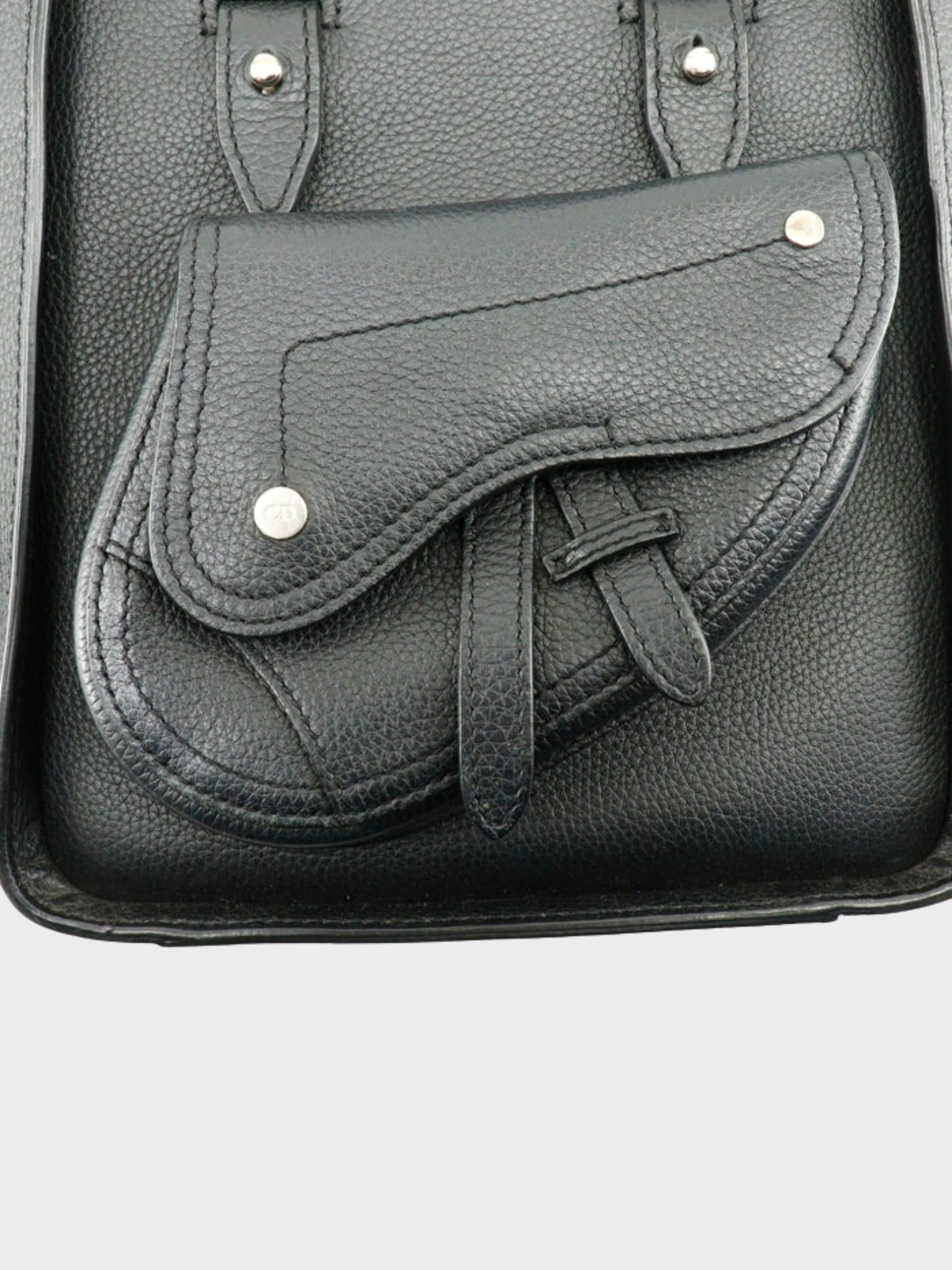 Christian Dior 2010s Black Saddle Mini Two-Way Handbag - Image 3