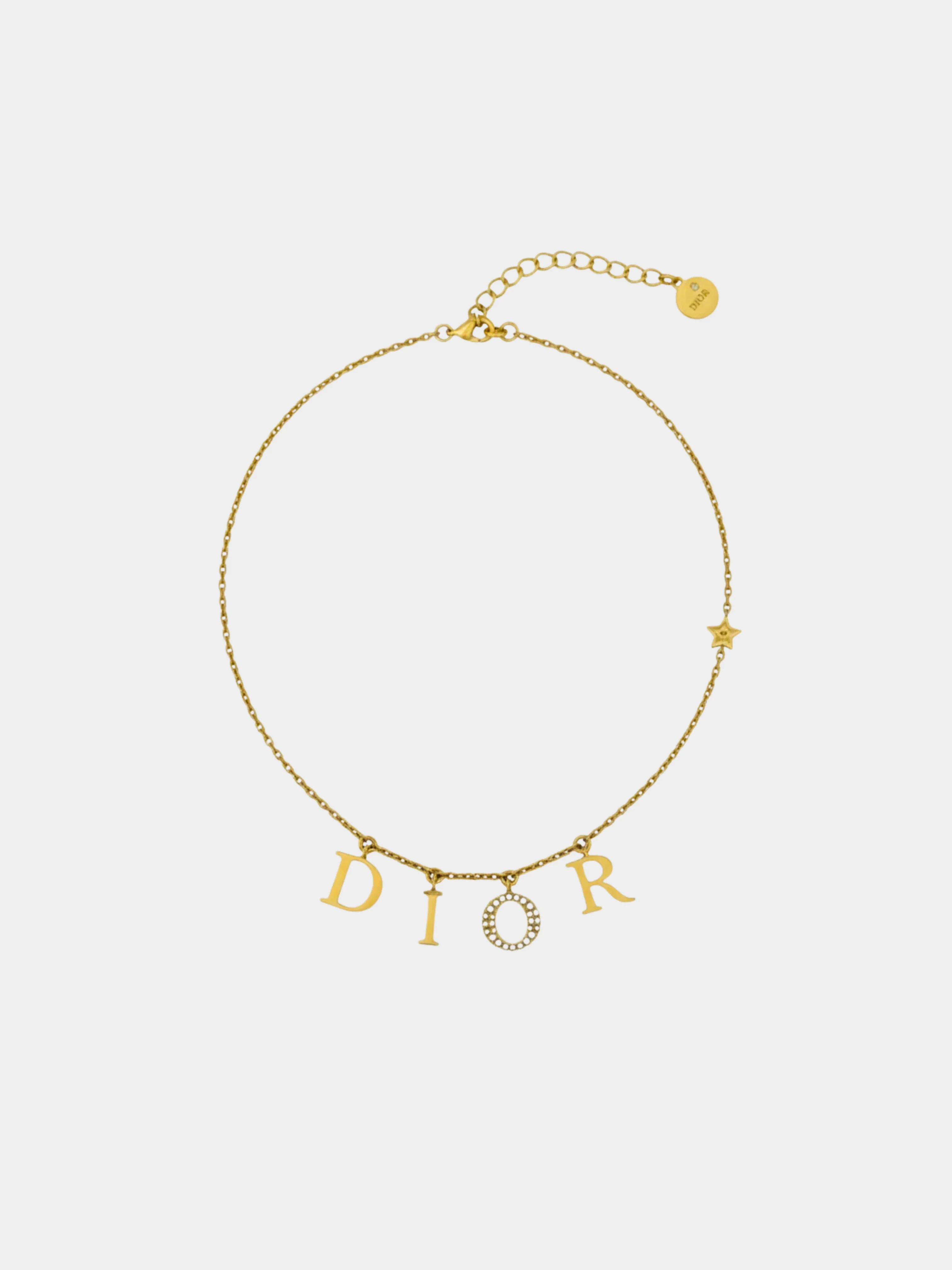 Christian Dior 2010s Gold Dio(r)evolution Rhinestone Necklace