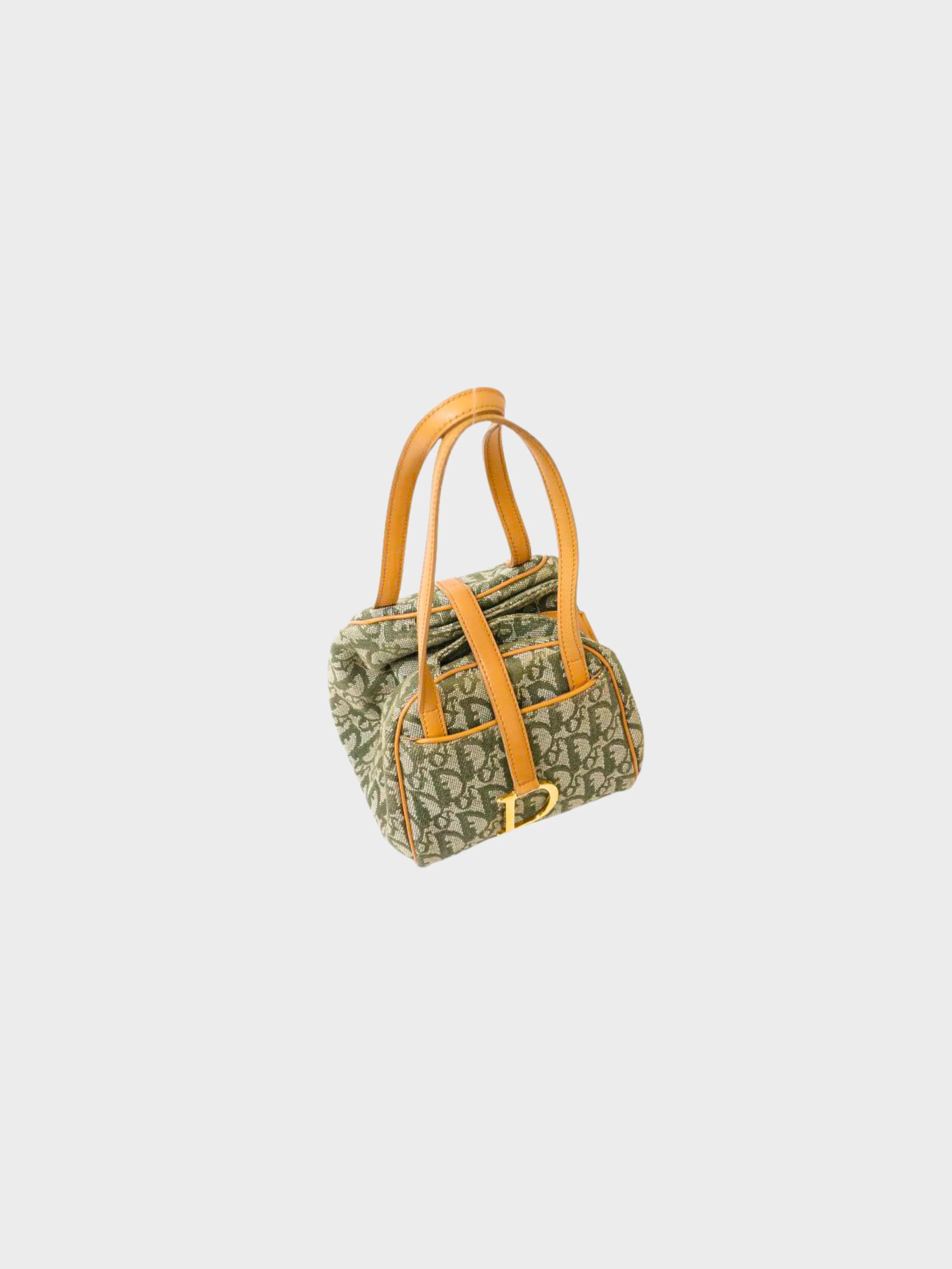 Christian Dior 2000s Green Oblique Trotter Mini Handbag - Image 3