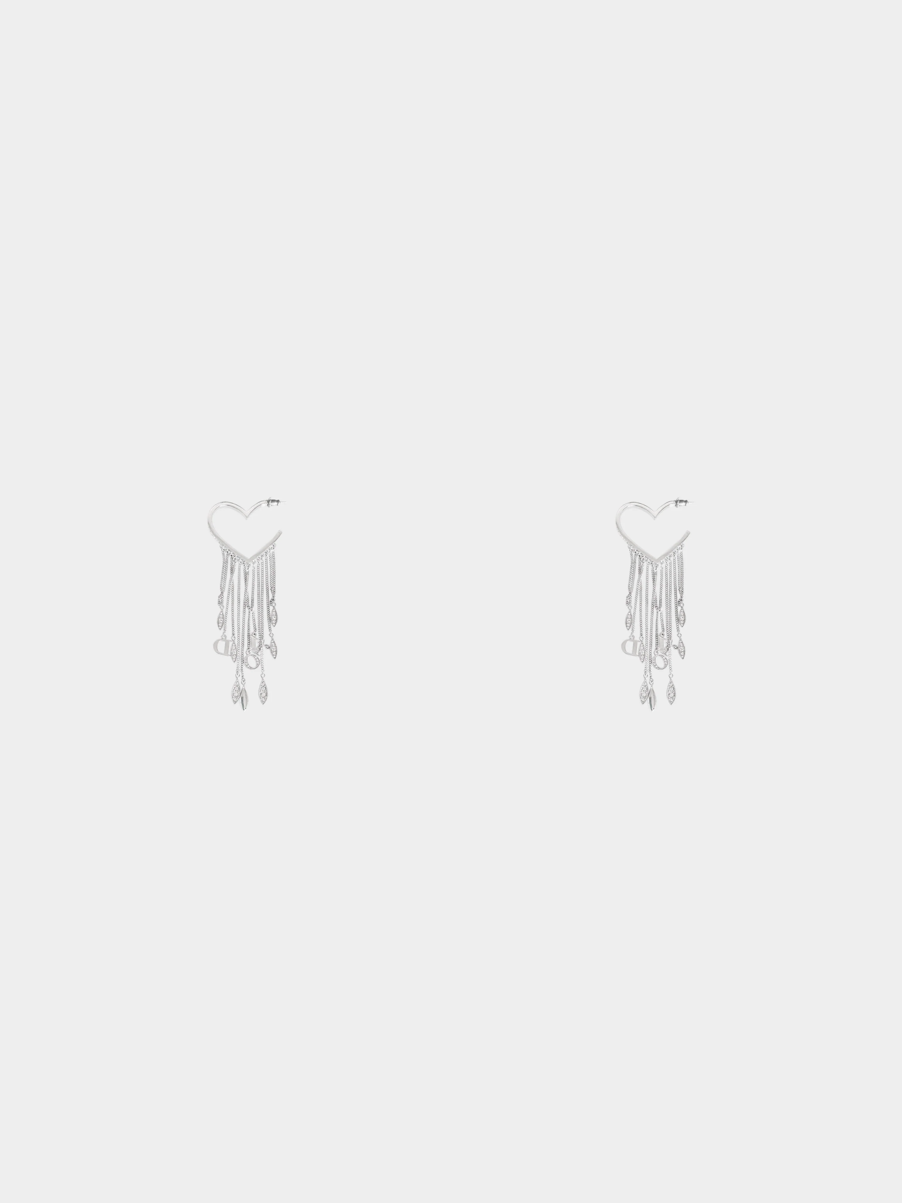 Christian Dior 2010s Heart Crystal Multichain Tassel Earrings