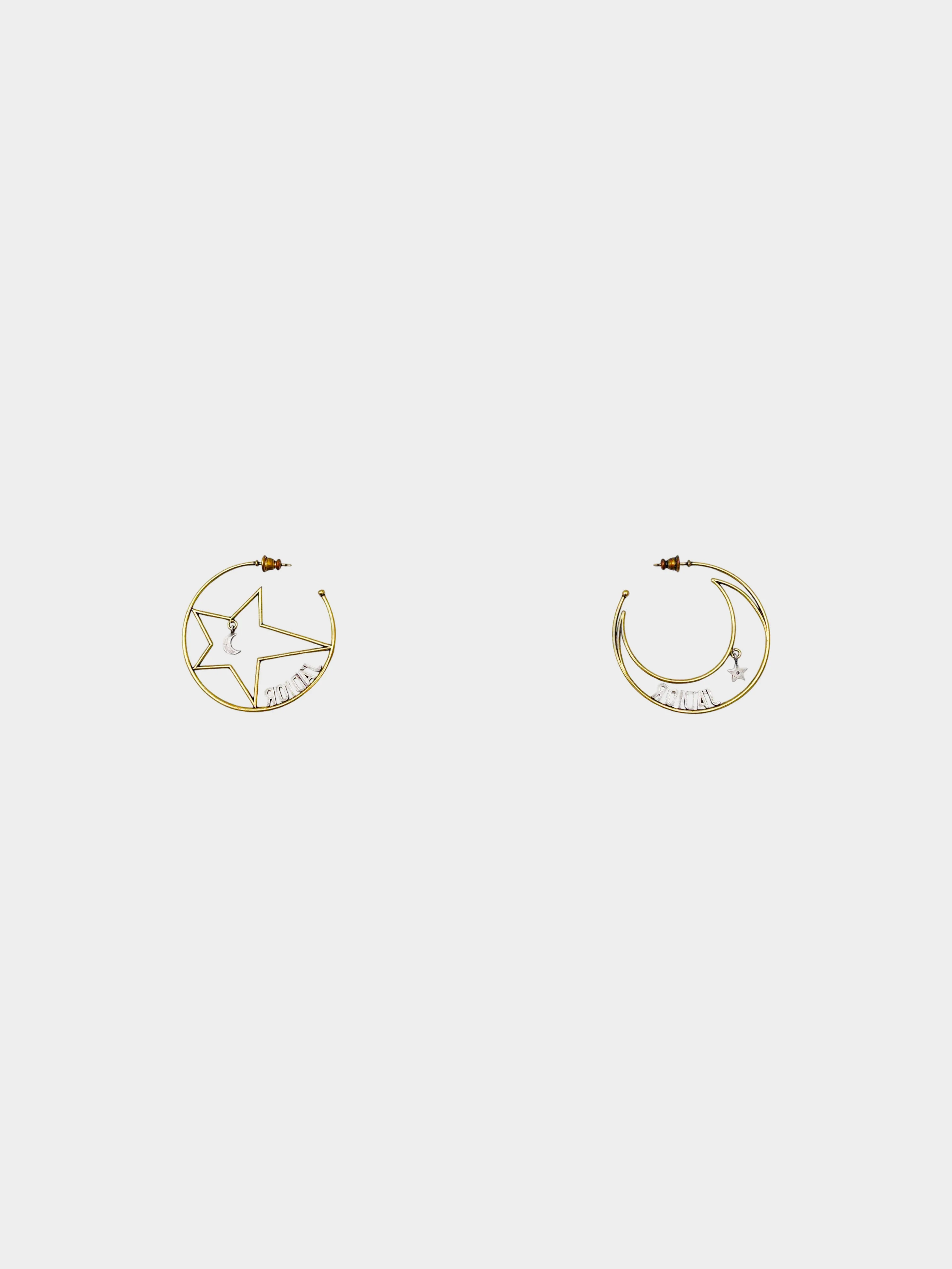 Christian Dior 2010s Moon and Star J'Adior Asymmetrical Hoop Earrings - Image 2