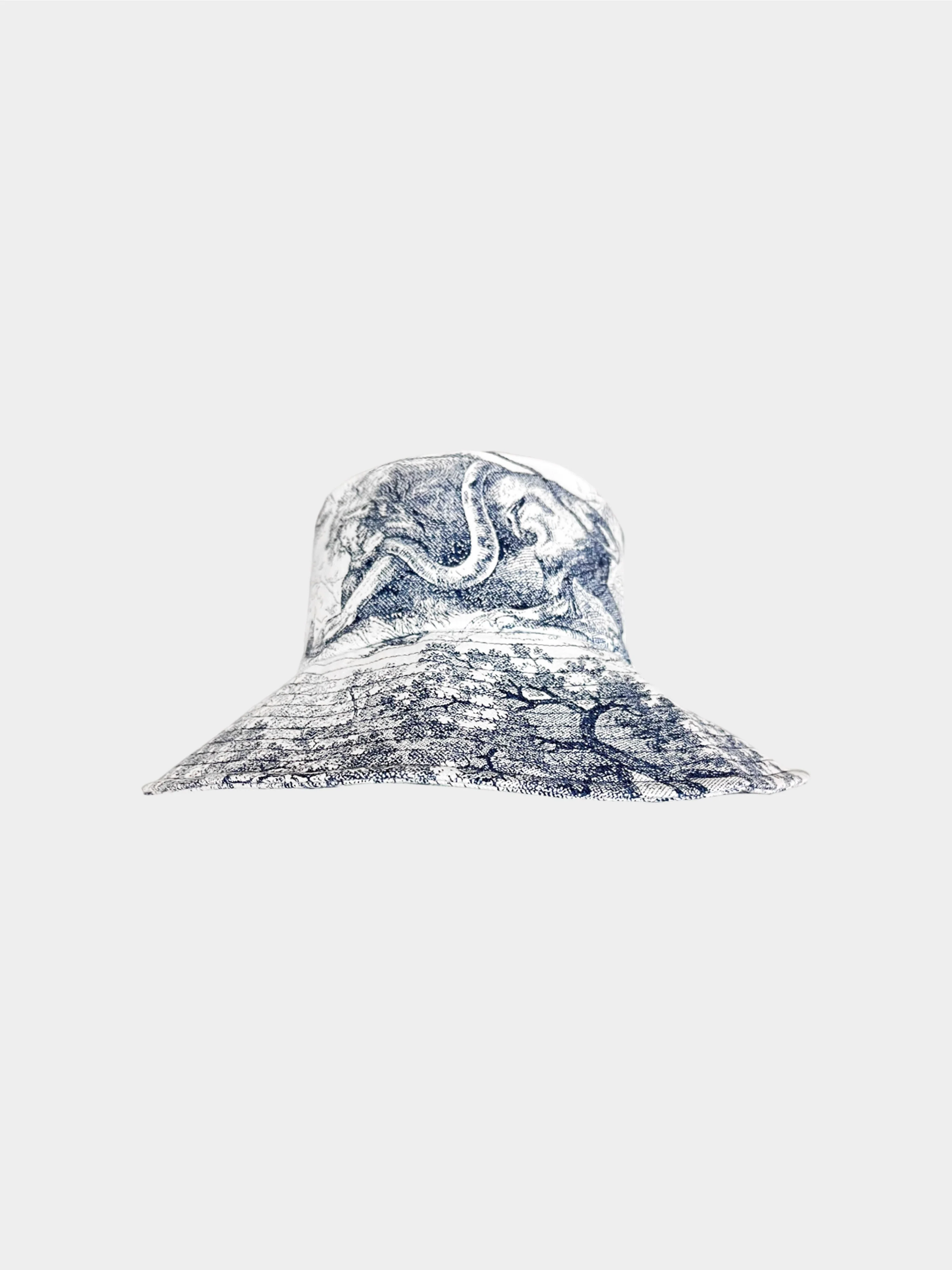 Christian Dior 2010s Navy Dioriviera Toile De Jouy Large Brimmed Hat - Image 2