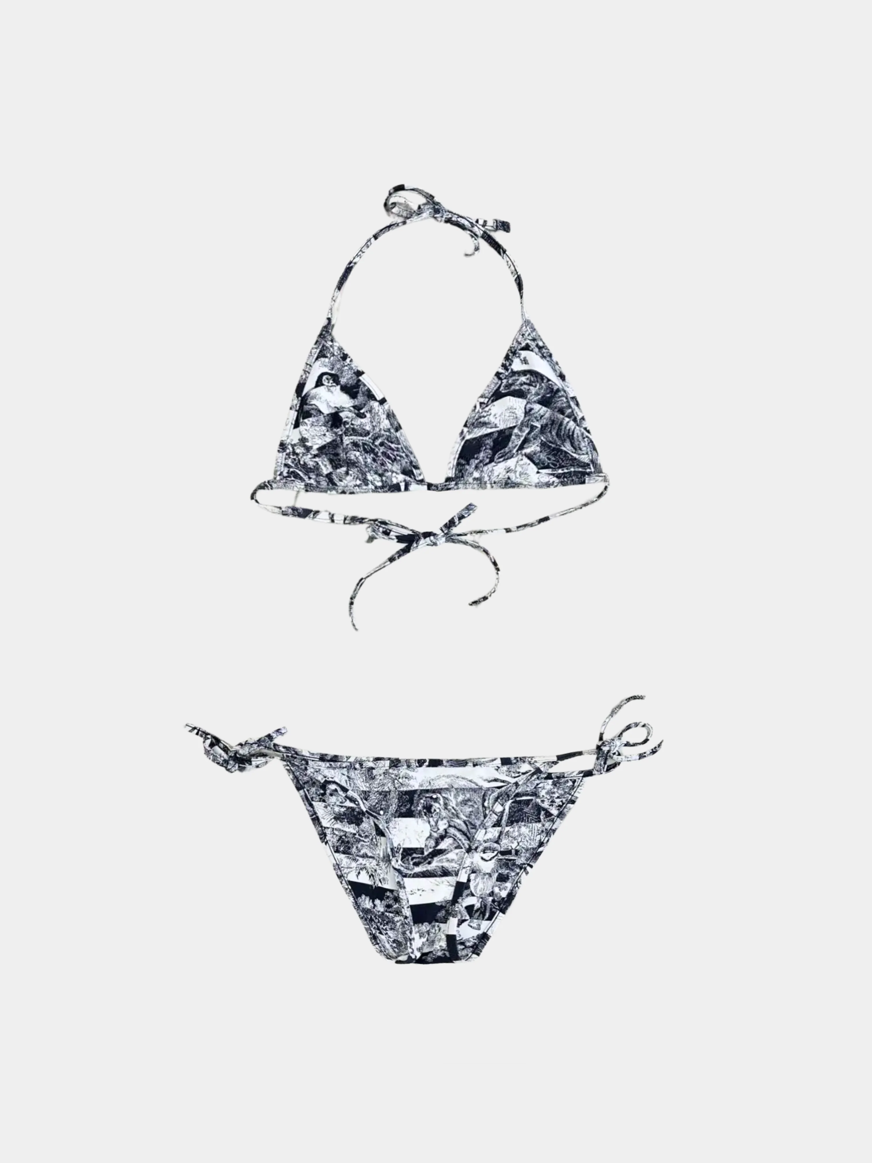 Christian Dior 2010s Navy Toile de Jouy bikini
