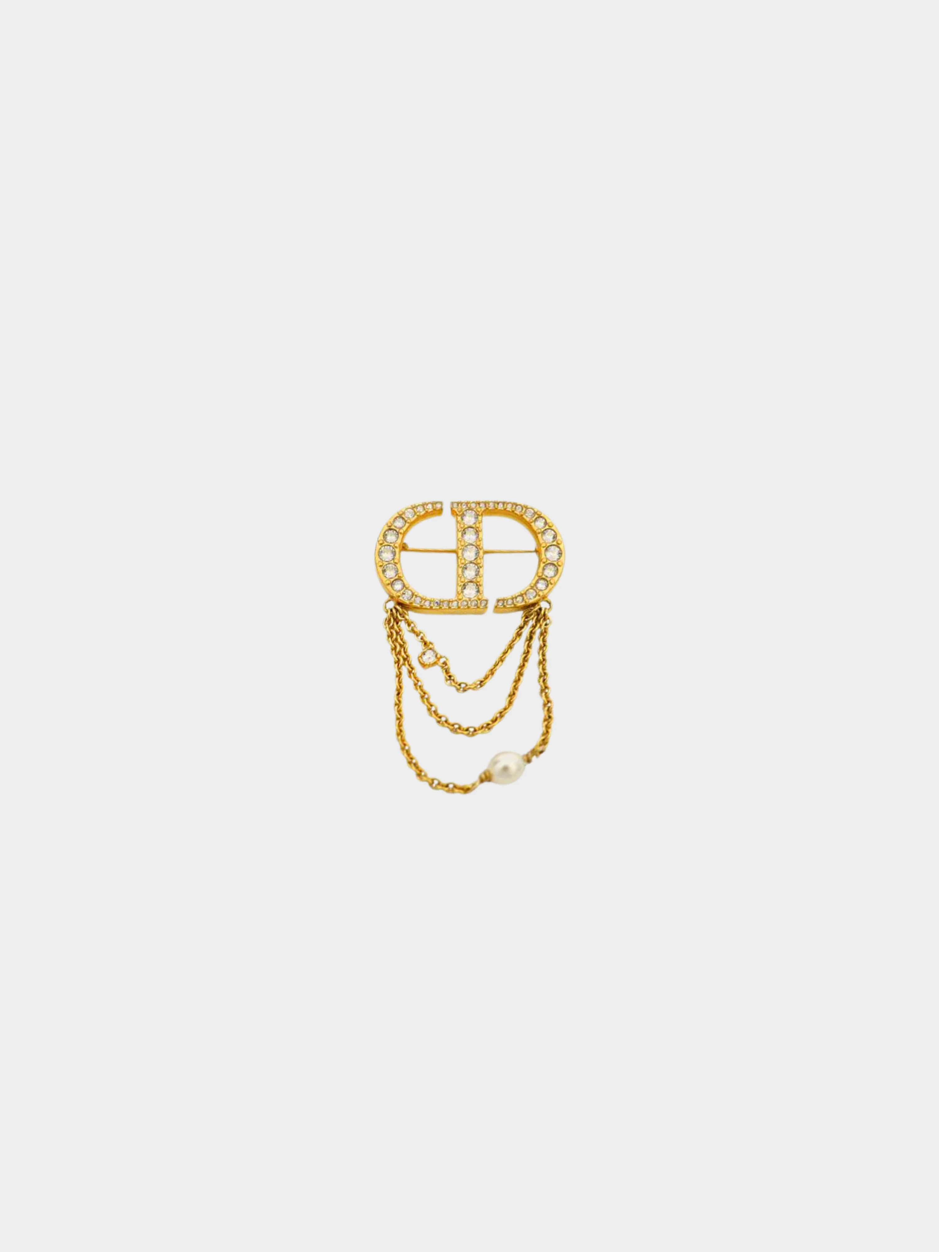 Christian Dior 2010s Petite CD Logo Rhinestone Brooch