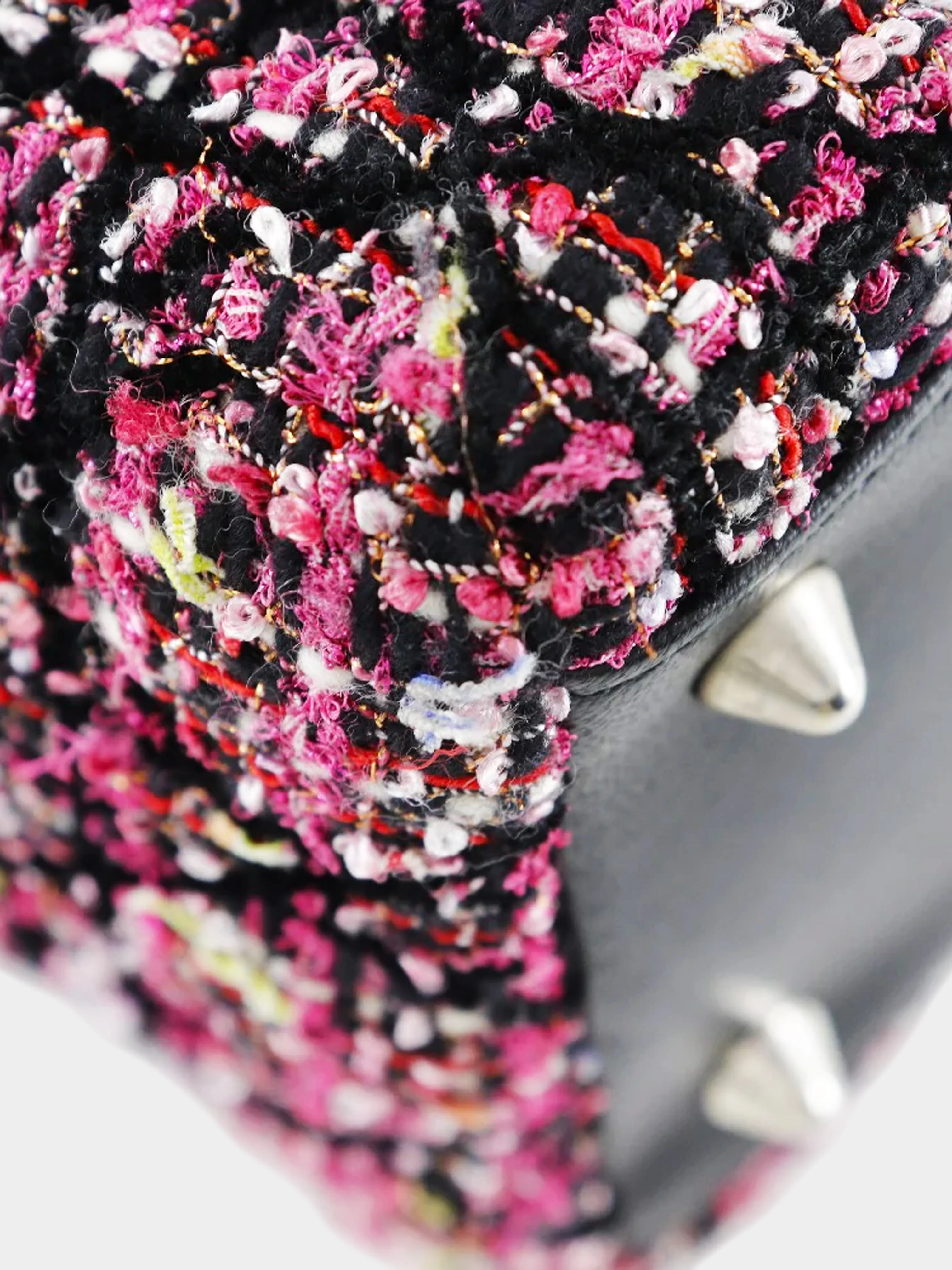 Christian Dior 2011 Pink and Black Tweed Cannage Lady Dior Handbag - Image 3