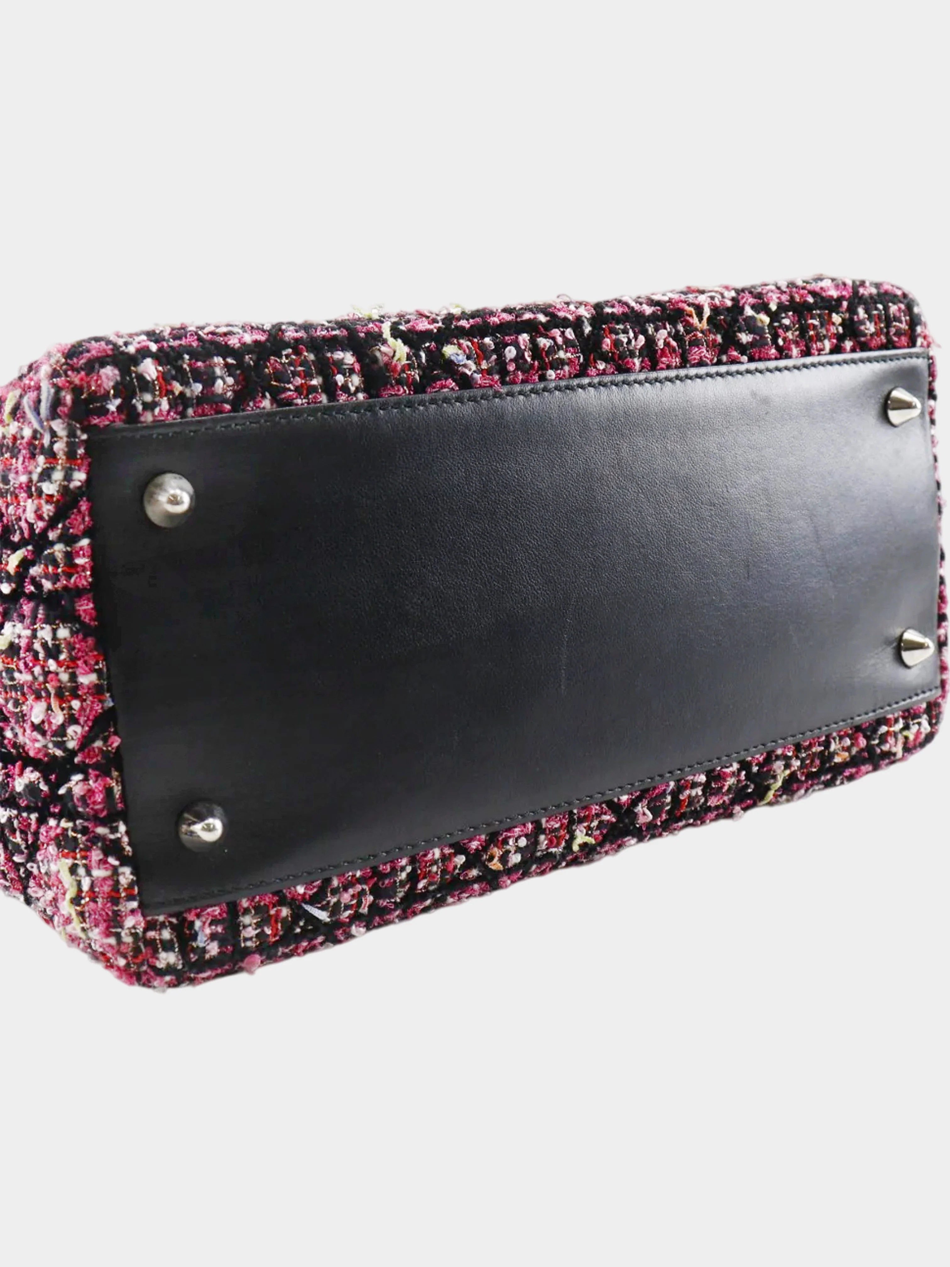 Christian Dior 2011 Pink and Black Tweed Cannage Lady Dior Handbag - Image 4