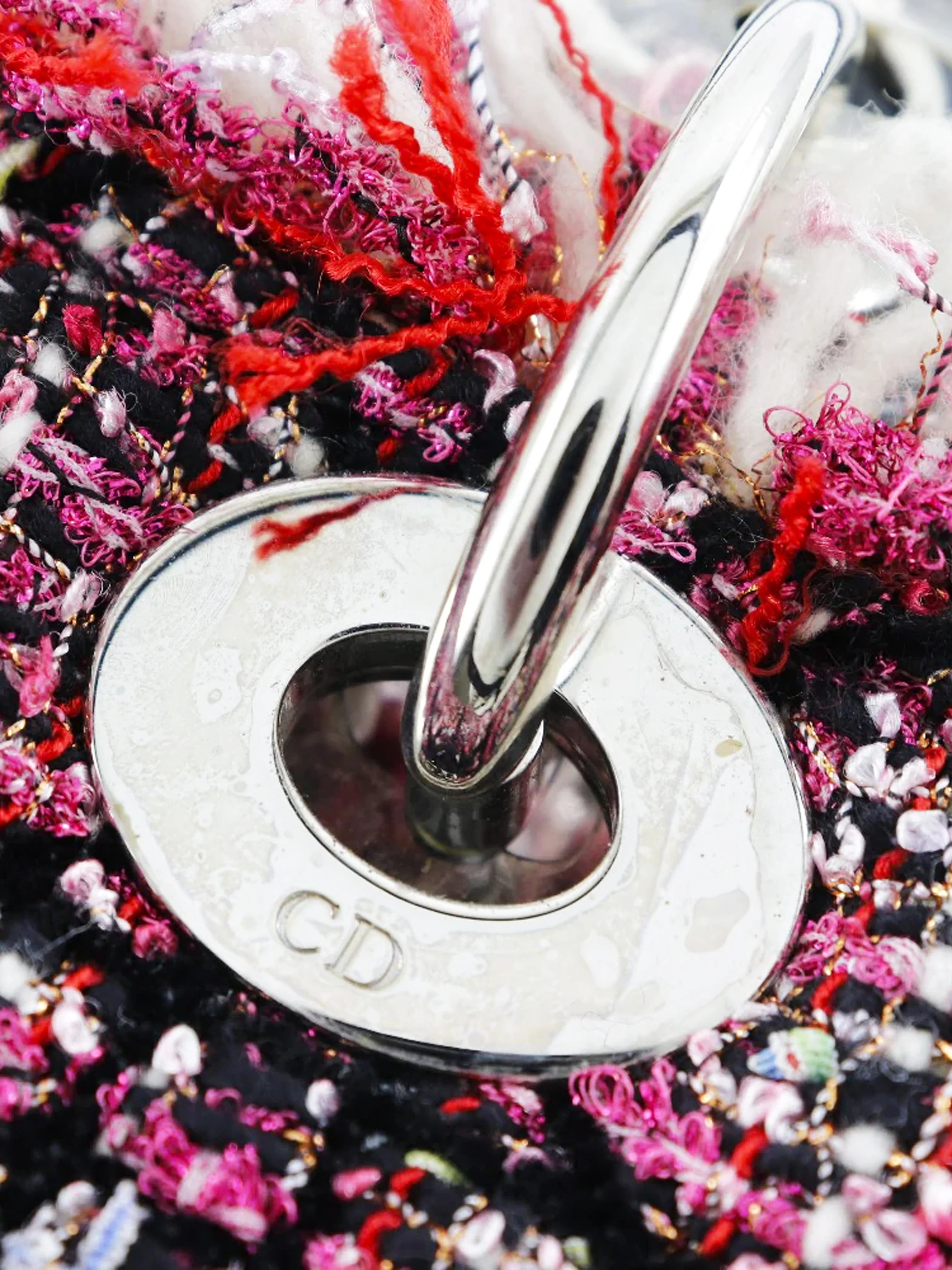 Christian Dior 2011 Pink and Black Tweed Cannage Lady Dior Handbag - Image 5