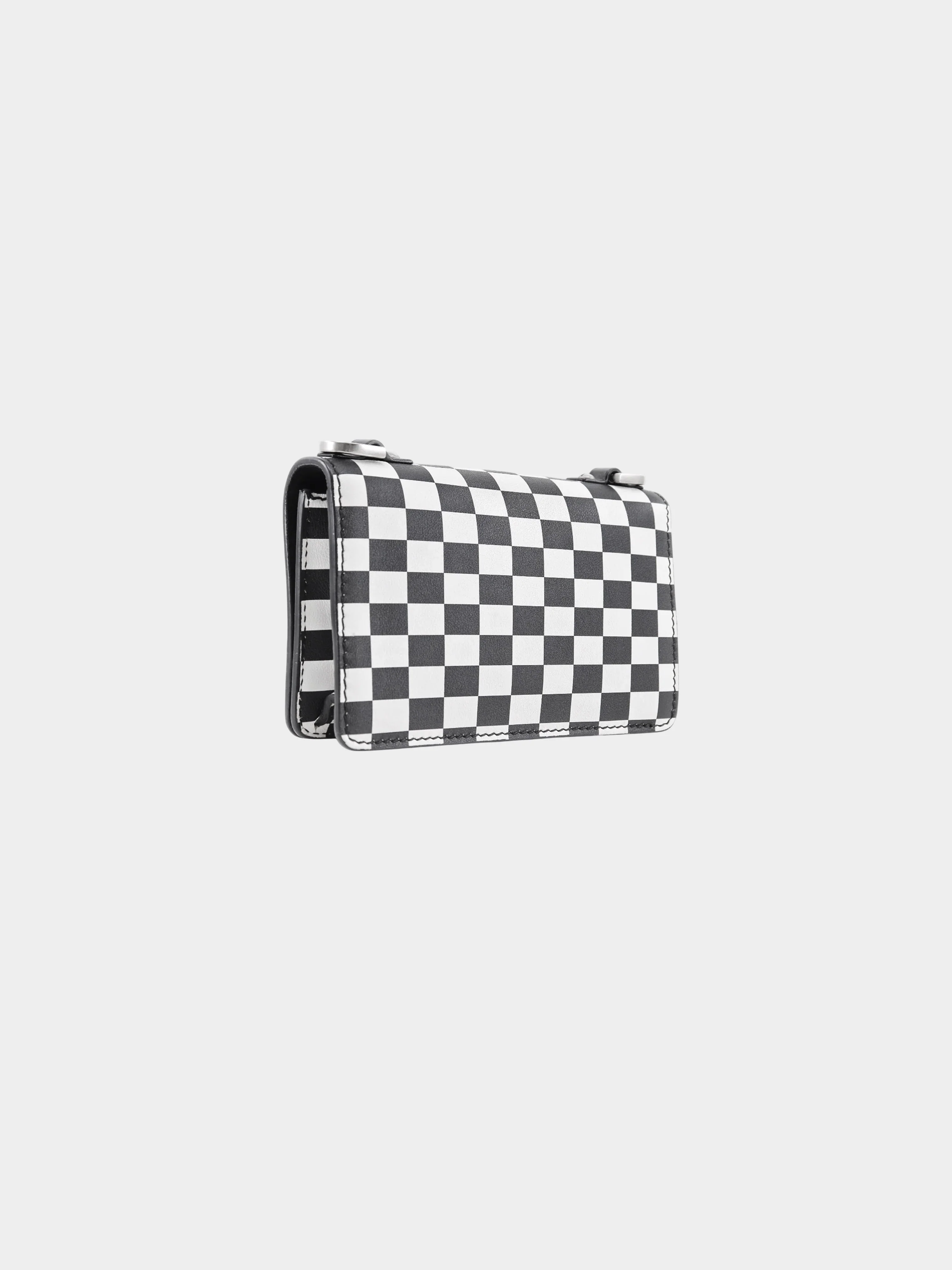 Christian Dior 2018 Black and White Calfskin Leather Checkered J'Adior Chain Flap Bag - Image 2