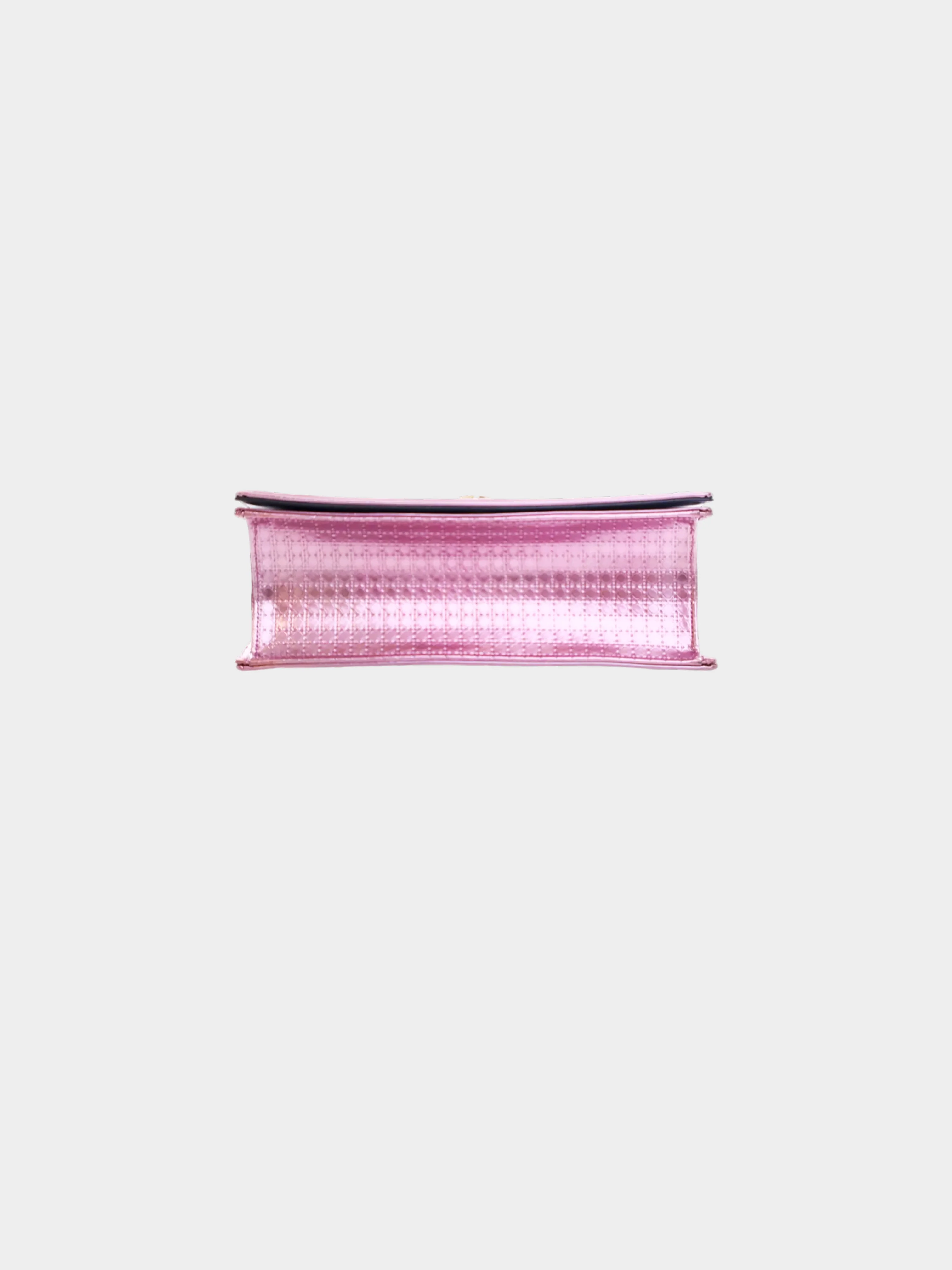 Christian Dior 2018 Metallic Pink Patent Leather Diorama Medium Flap Bag - Image 3