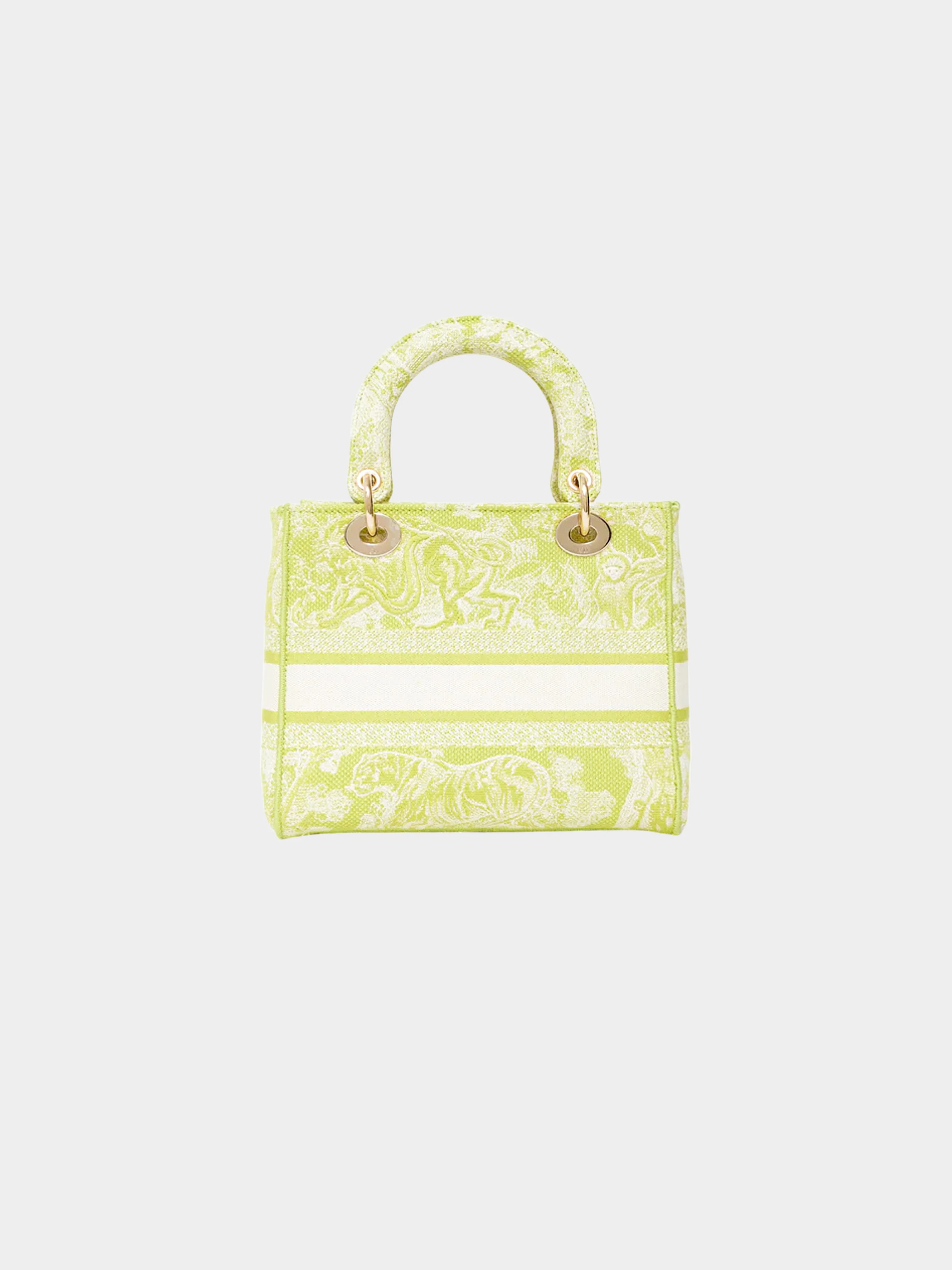 Christian Dior 2020 Lime Green Toile De Jouy Canvas Medium Lady D-Lite Bag - Image 2
