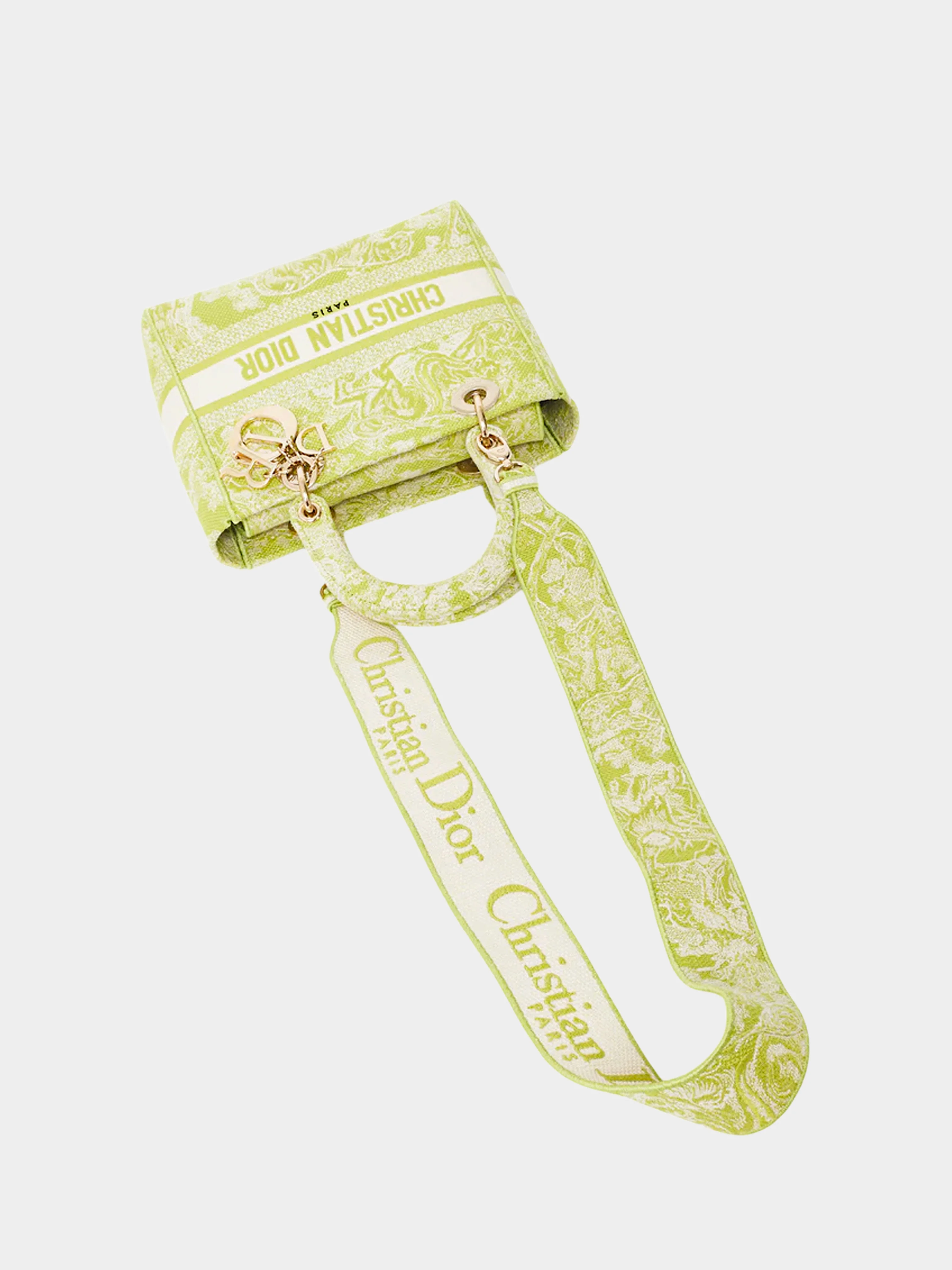 Christian Dior 2020 Lime Green Toile De Jouy Canvas Medium Lady D-Lite Bag - Image 3