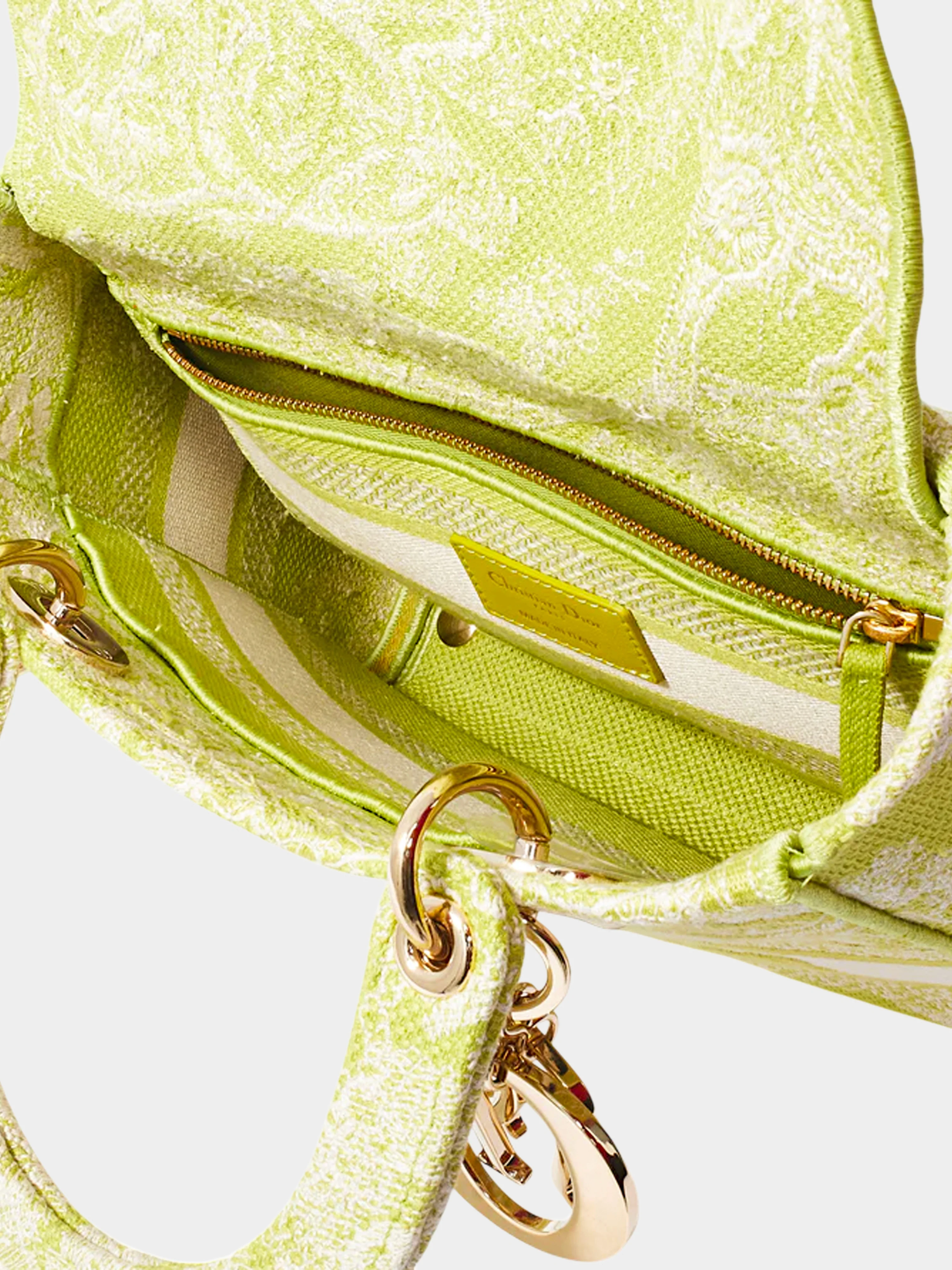 Christian Dior 2020 Lime Green Toile De Jouy Canvas Medium Lady D-Lite Bag - Image 6