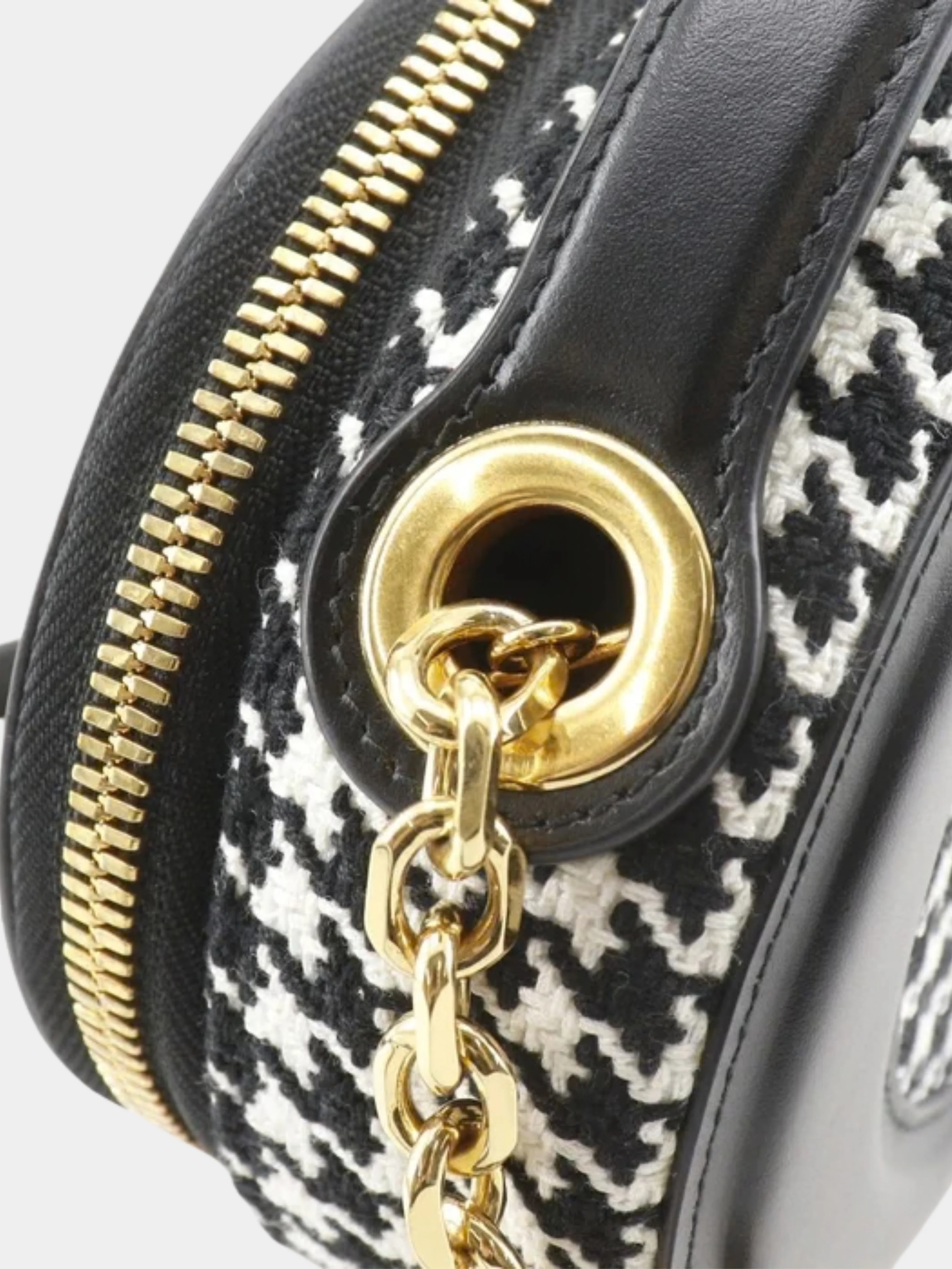 Christian Dior 2020s Black White Canvas Leather CD Signature Houndstooth Camera Bag - Image 8