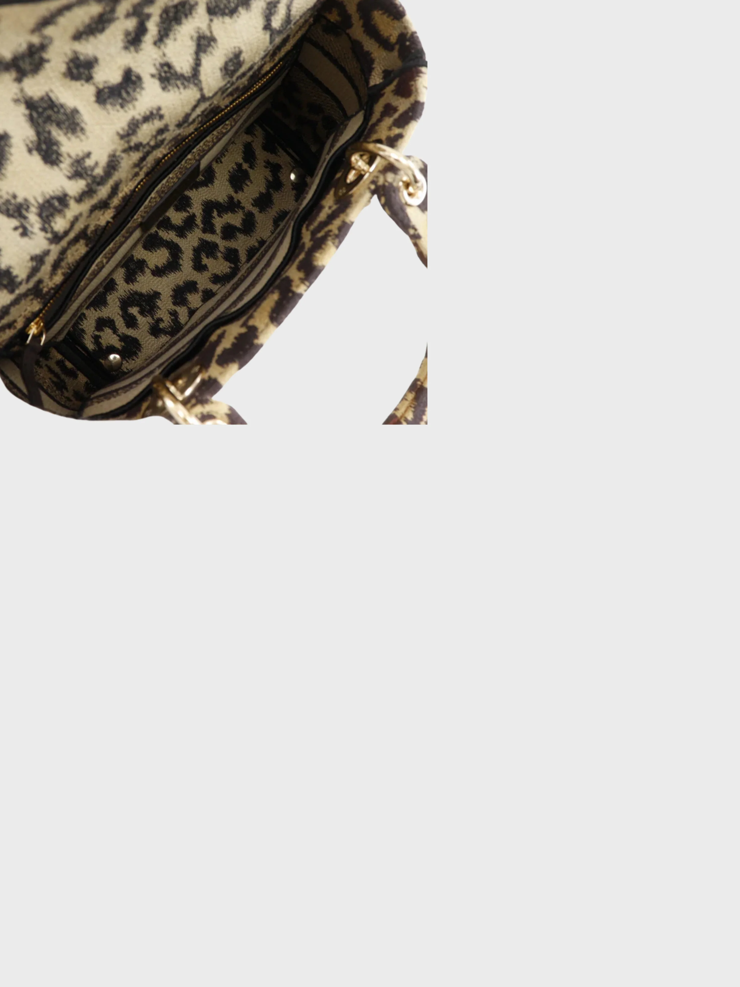 Christian Dior 2020s Brown Leopard Canvas Lady D-Light Medium Handbag - Image 5