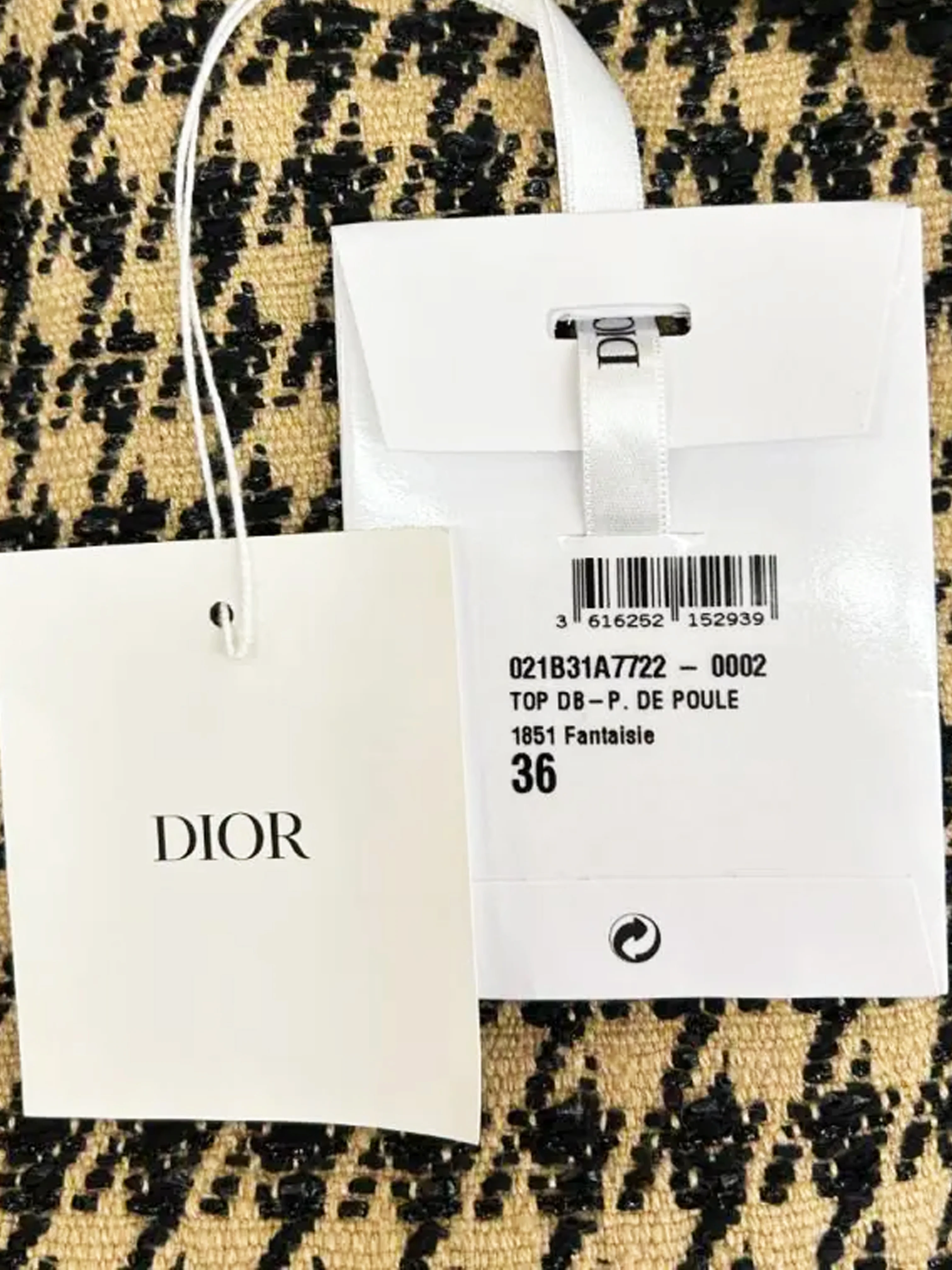 Christian Dior 2020s Beige Woven Houndstooth Mini Dress - Image 3