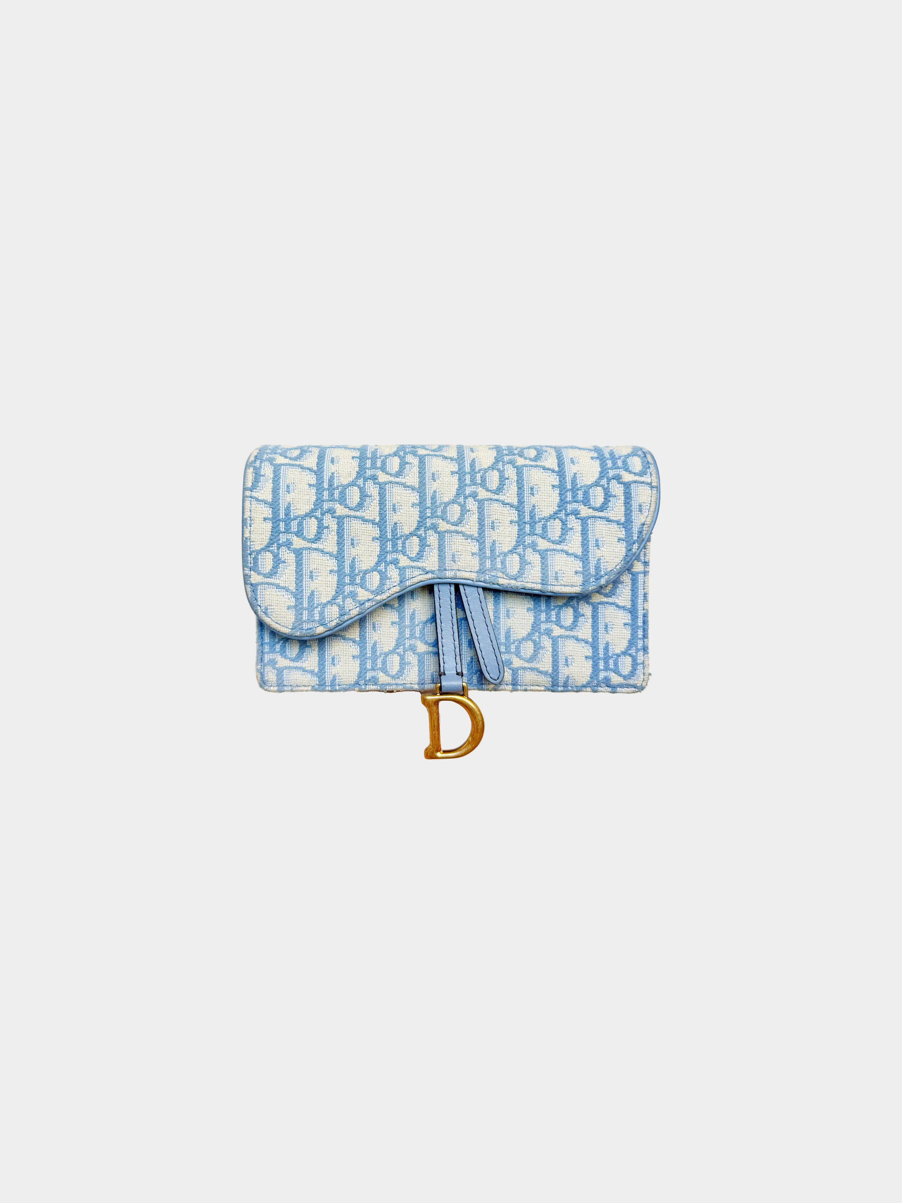 Christian Dior 2020s Cornflower Blue Trotter Saddle Belt Bag