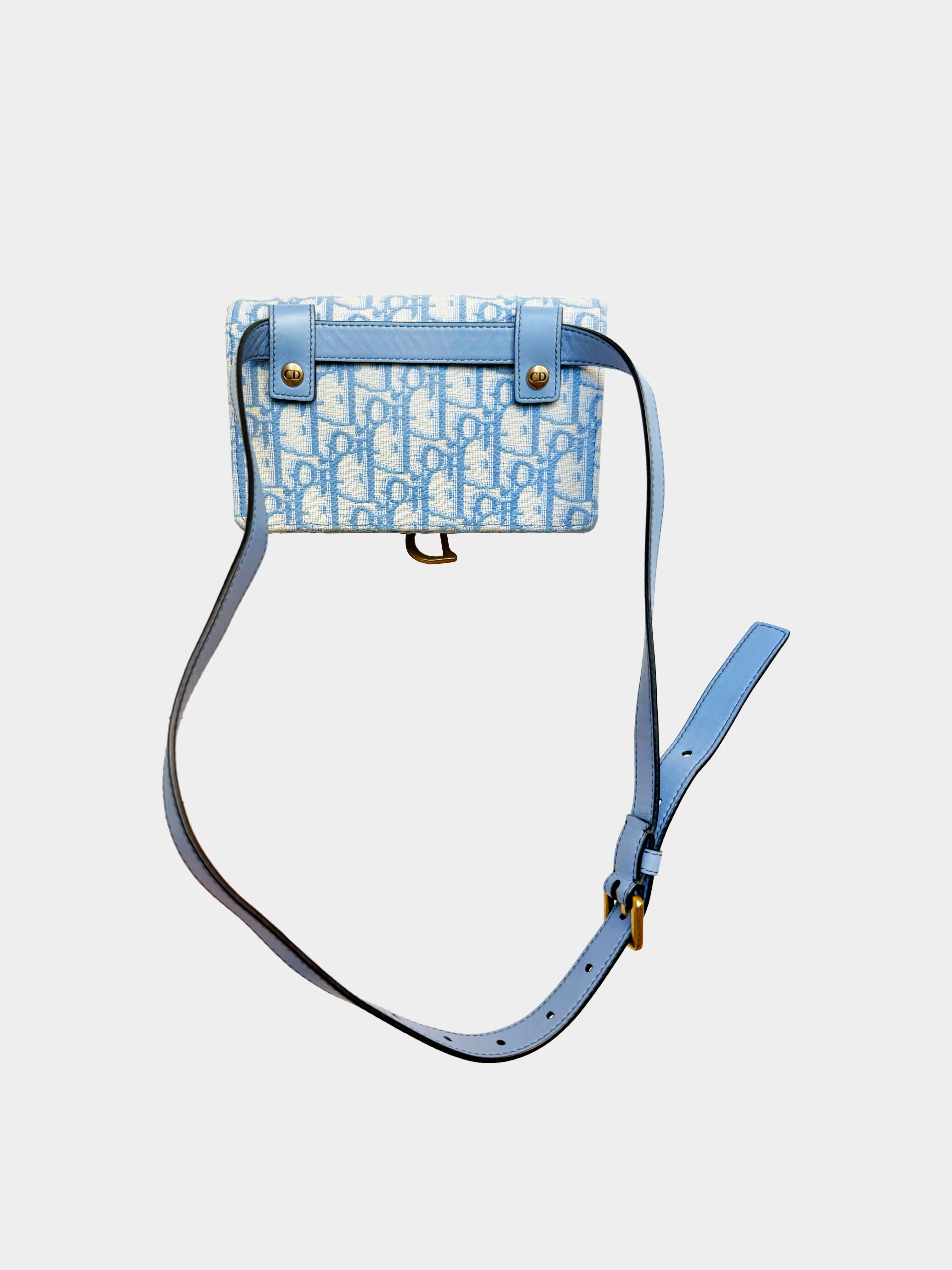 Christian Dior 2020s Cornflower Blue Trotter Saddle Belt Bag - Image 2