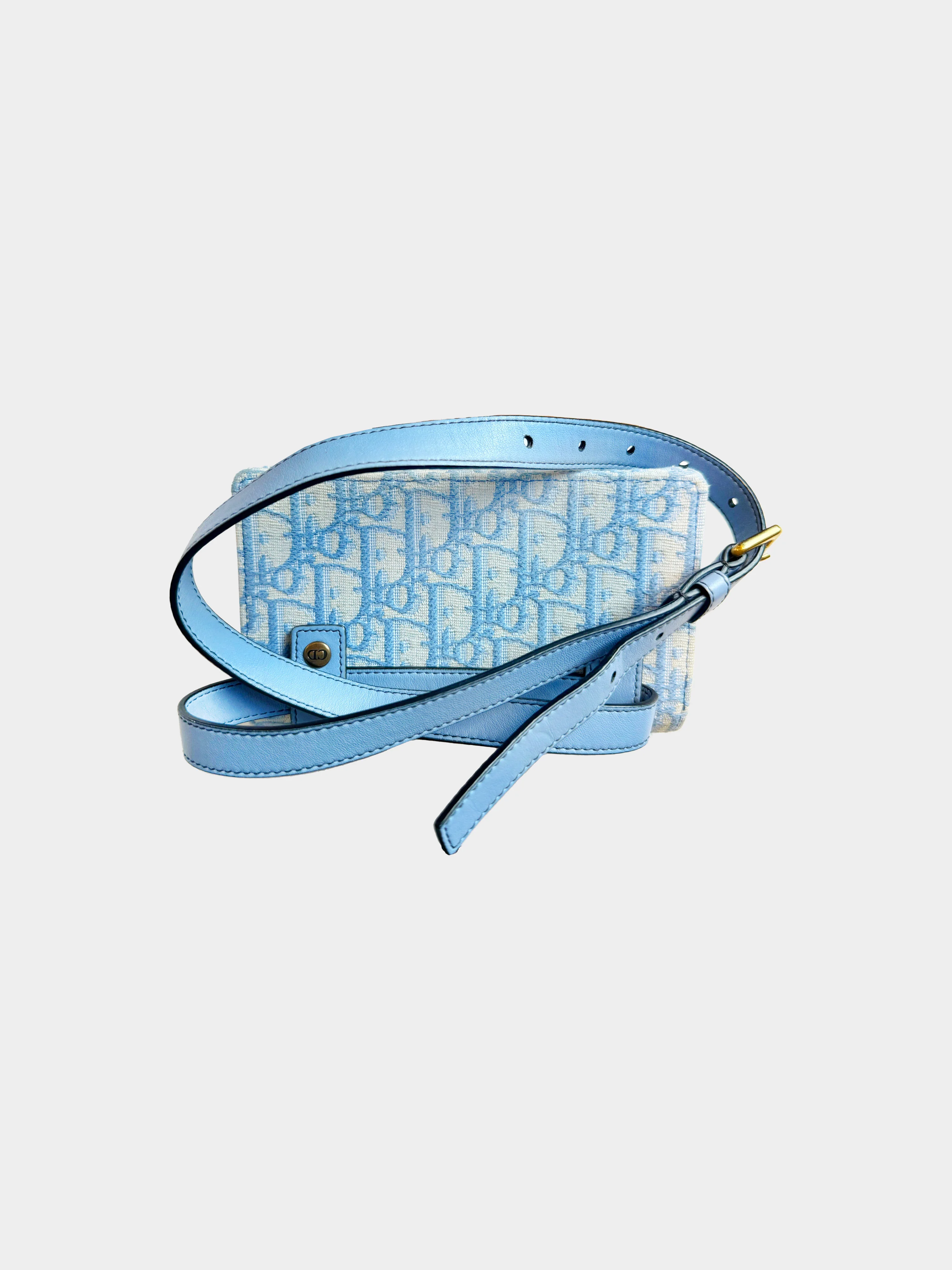 Christian Dior 2020s Cornflower Blue Trotter Saddle Belt Bag - Image 4