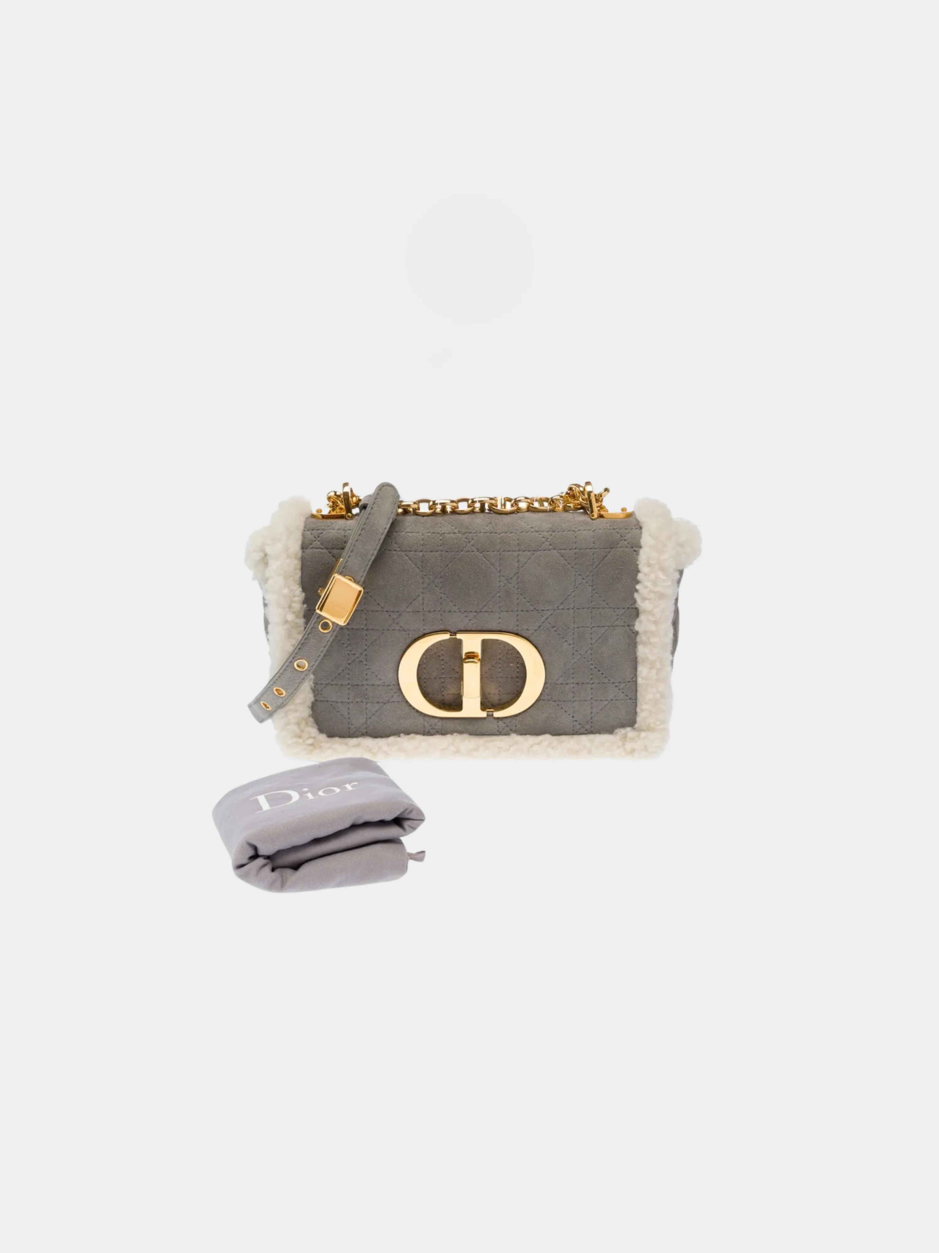 Christian Dior 2020s Gray Suede Dior Caro Shoulder Bag - Image 2
