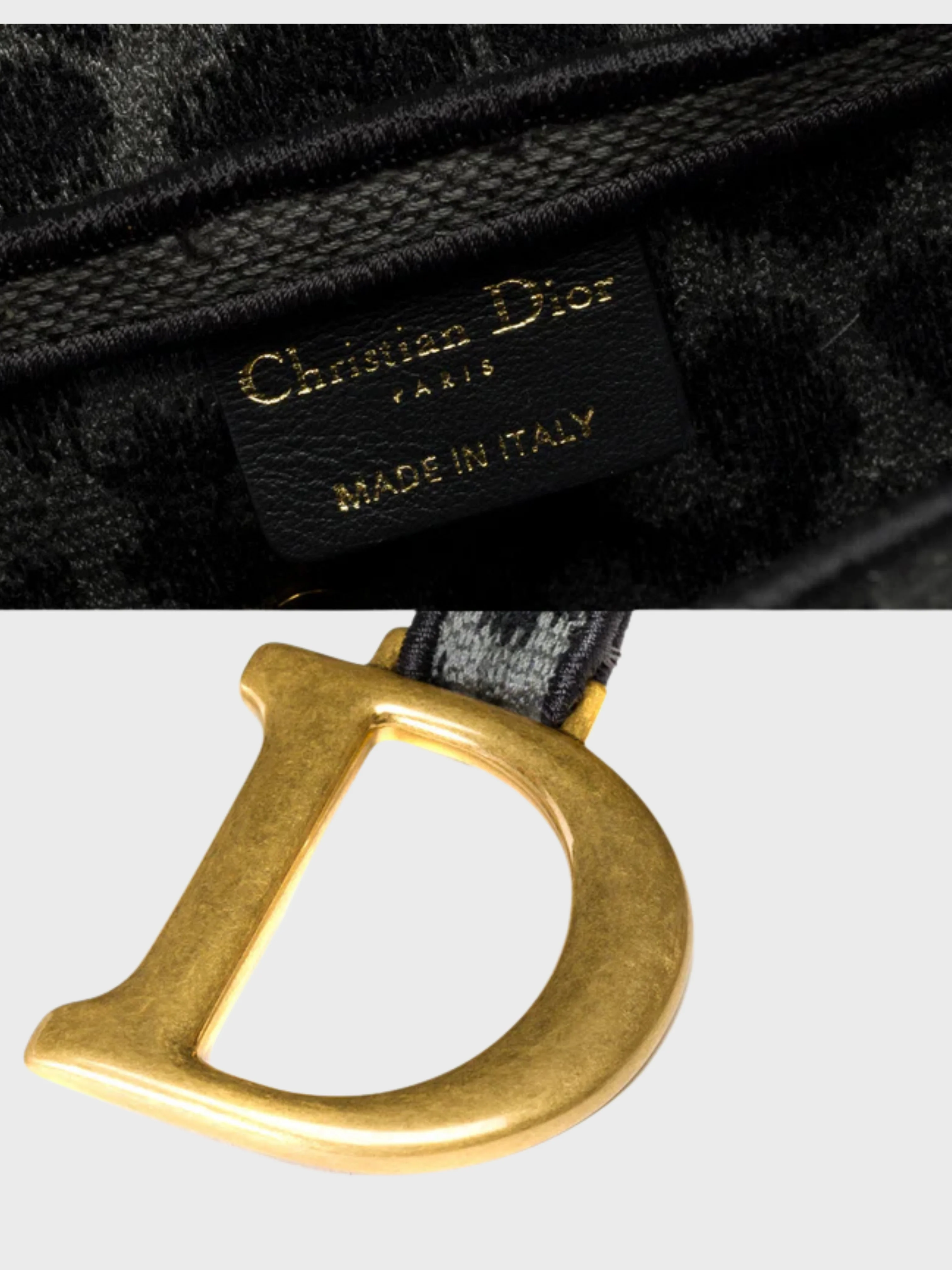 Christian Dior 2020s Grey Mizza Tweed Saddle Bag - Image 4