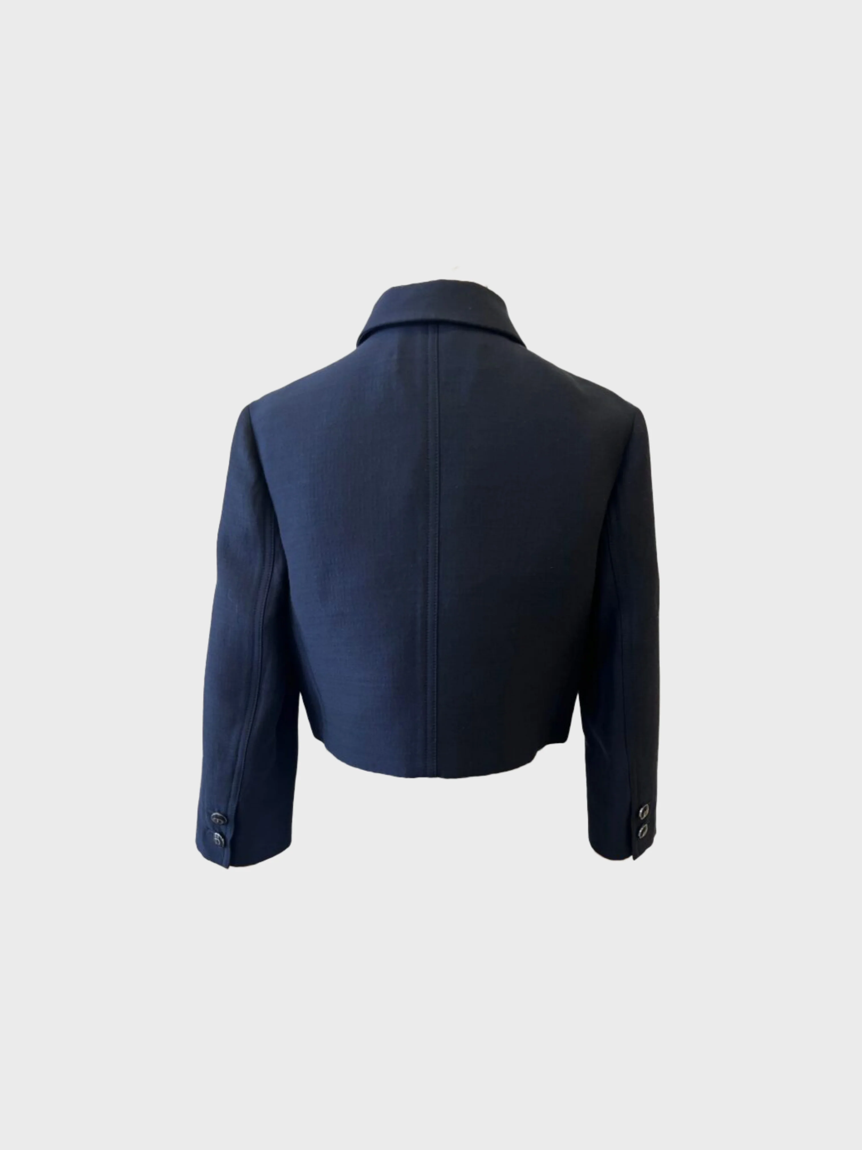 Christian Dior 2020s Navy Wool Silk Cropped Jacket - Image 2