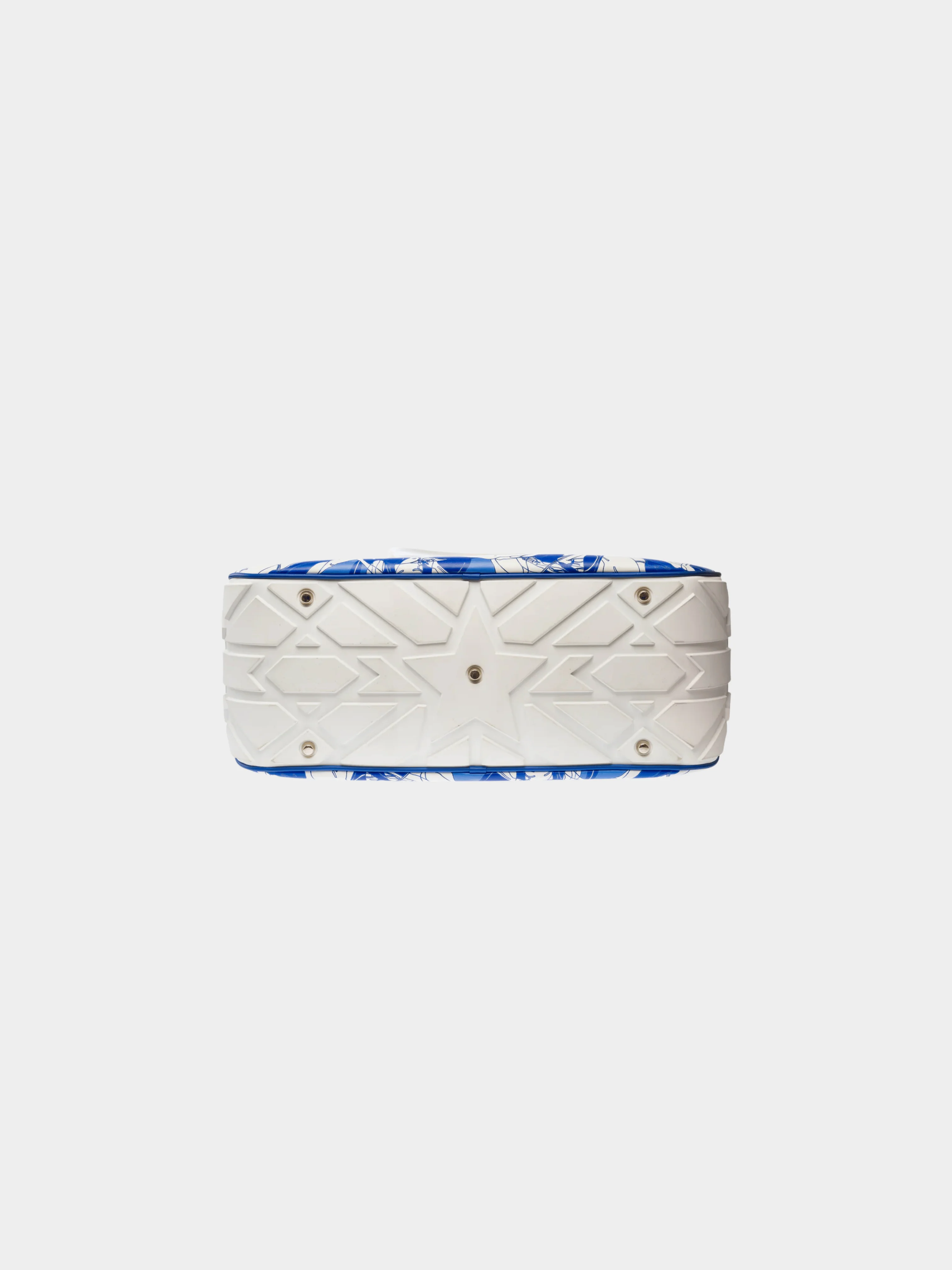 Christian Dior 2021 Blue and White Calfskin Large Dior Vibe Zip Bowling Bag - Image 3
