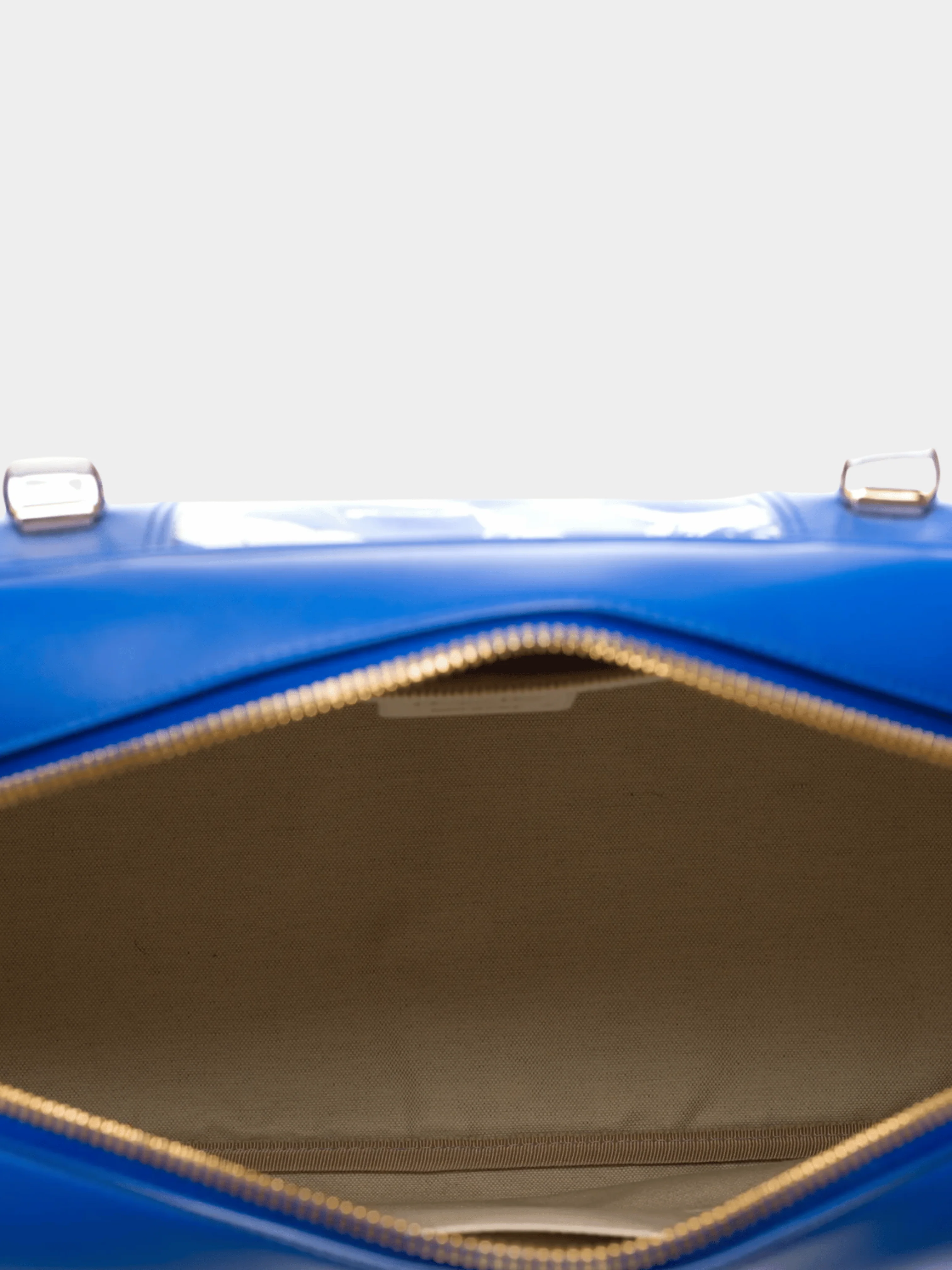 Christian Dior 2021 Blue and White Calfskin Large Dior Vibe Zip Bowling Bag - Image 5