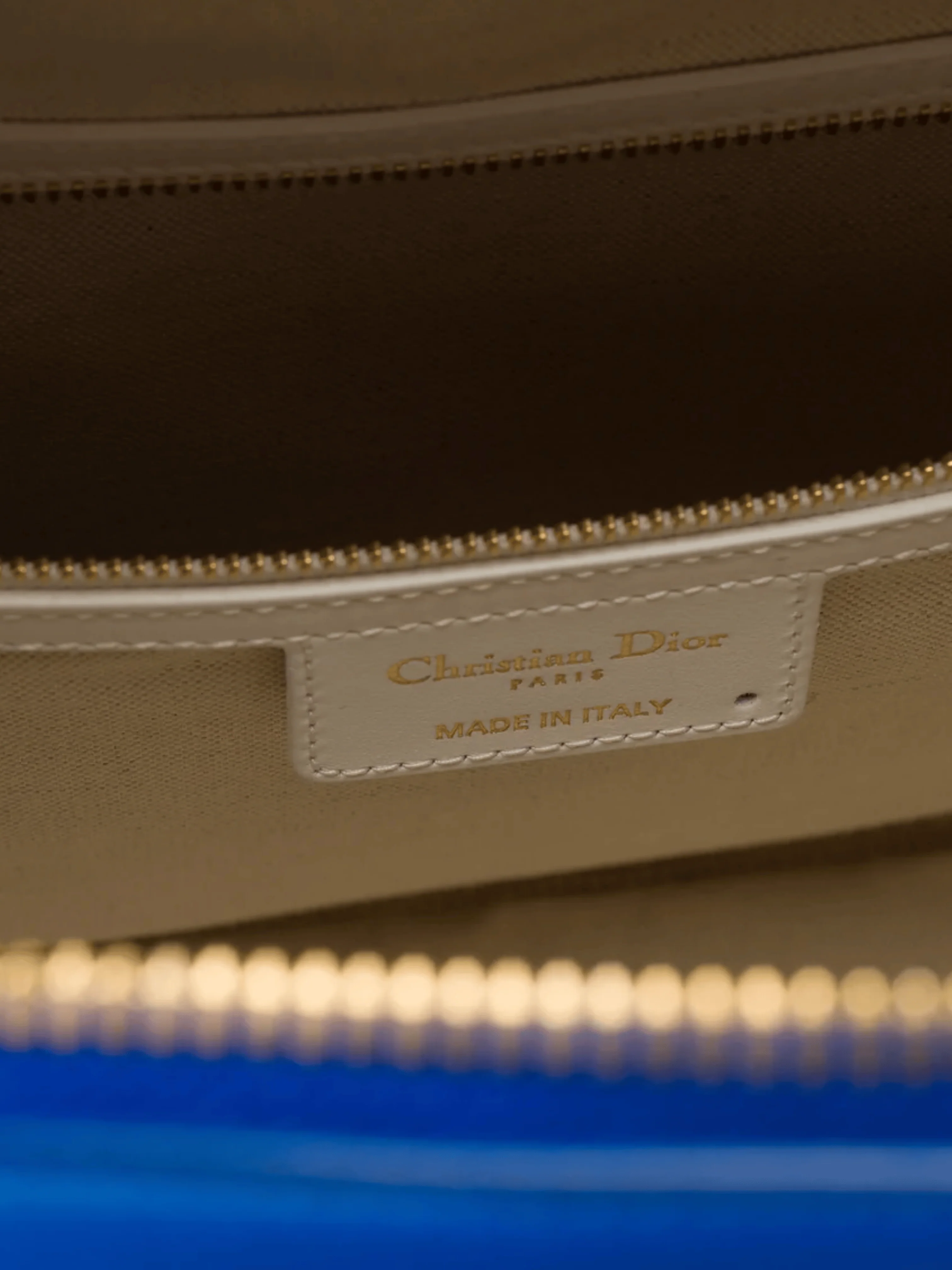 Christian Dior 2021 Blue and White Calfskin Large Dior Vibe Zip Bowling Bag - Image 6