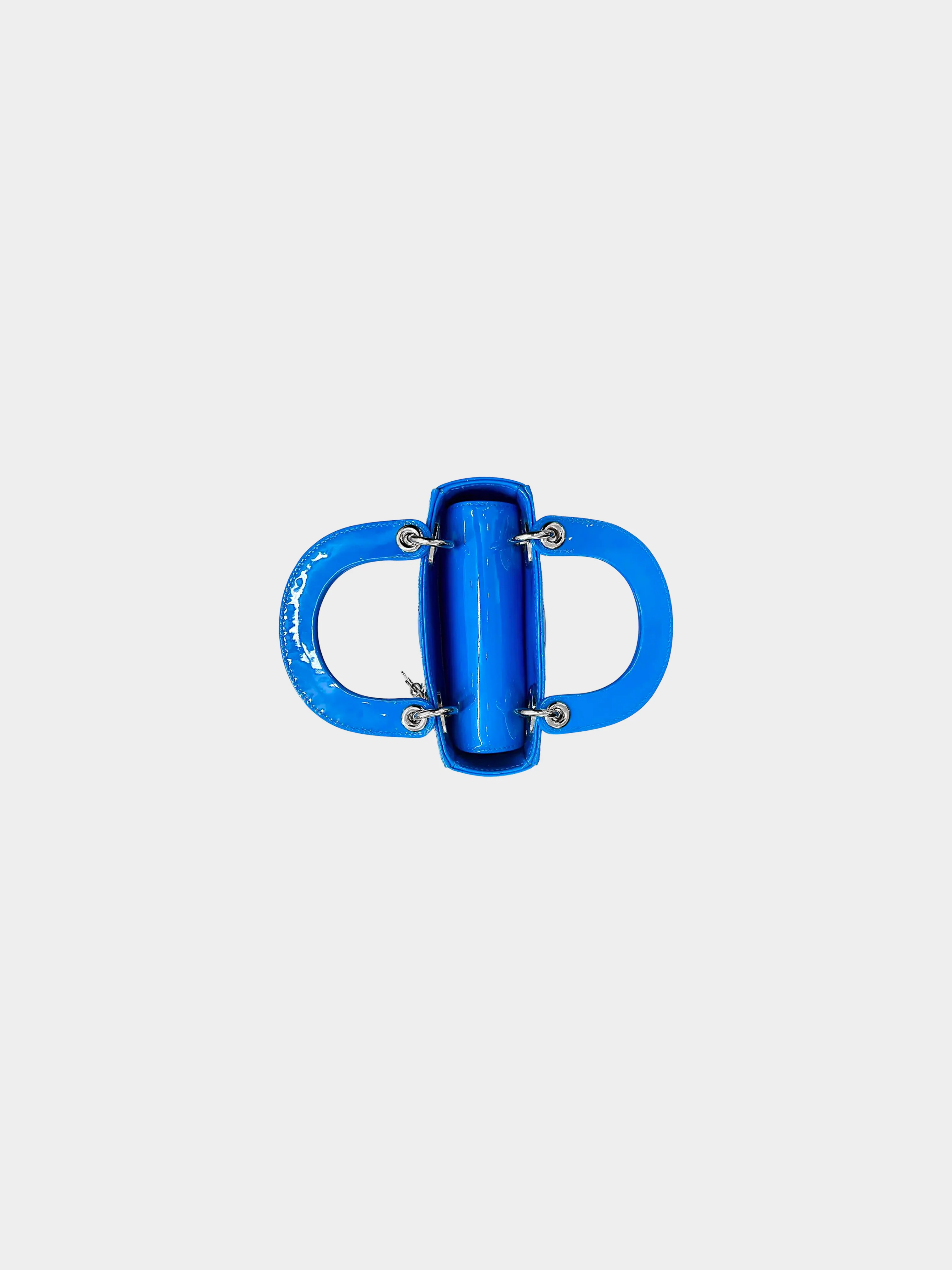 Christian Dior 2021 Blue Patent Leather Cannage Mini Lady Dior Hand Bag - Image 4