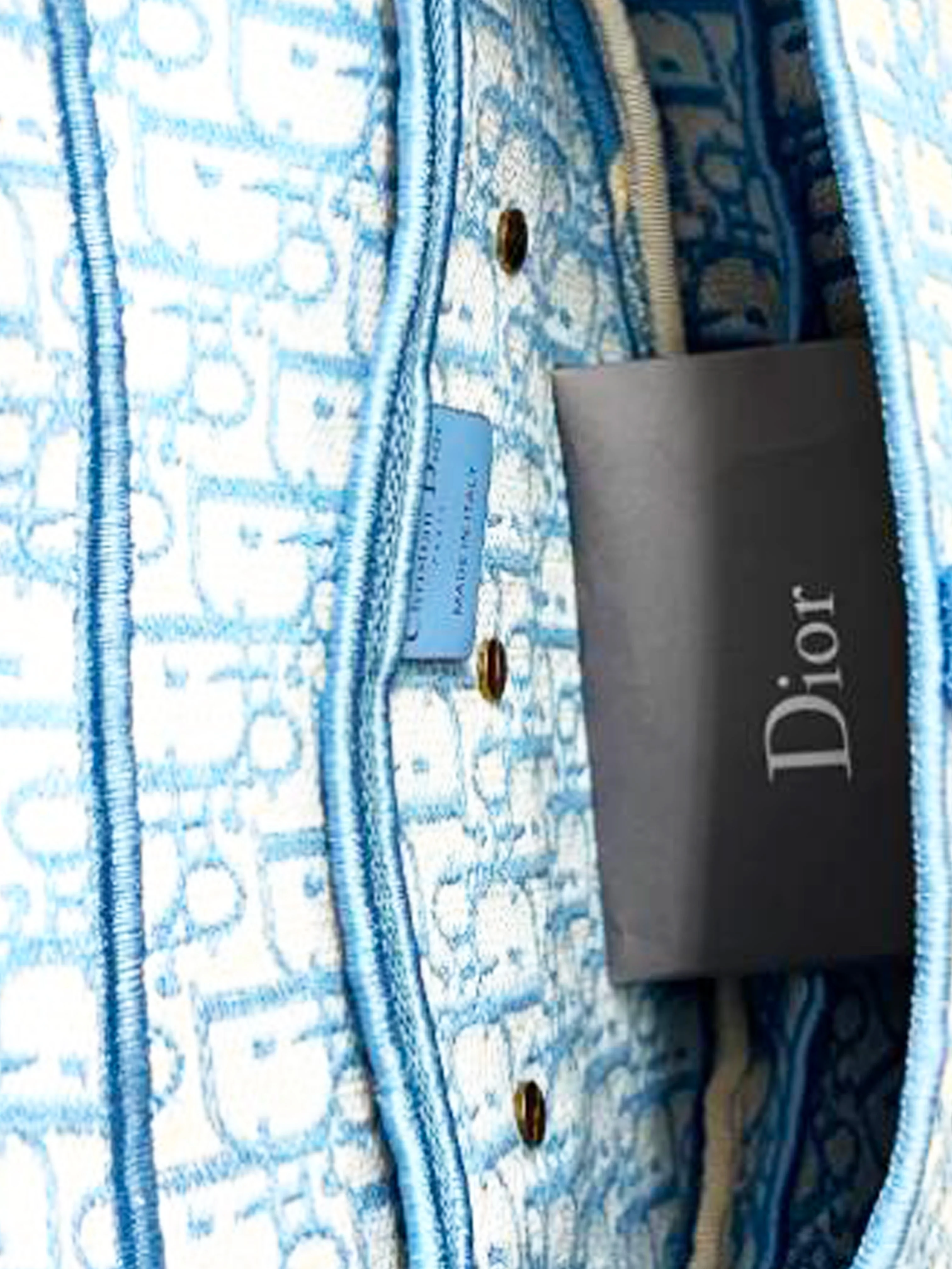 Christian Dior 2021 Cornflower Blue Oblique Embroidery Saddle Bag - Image 5