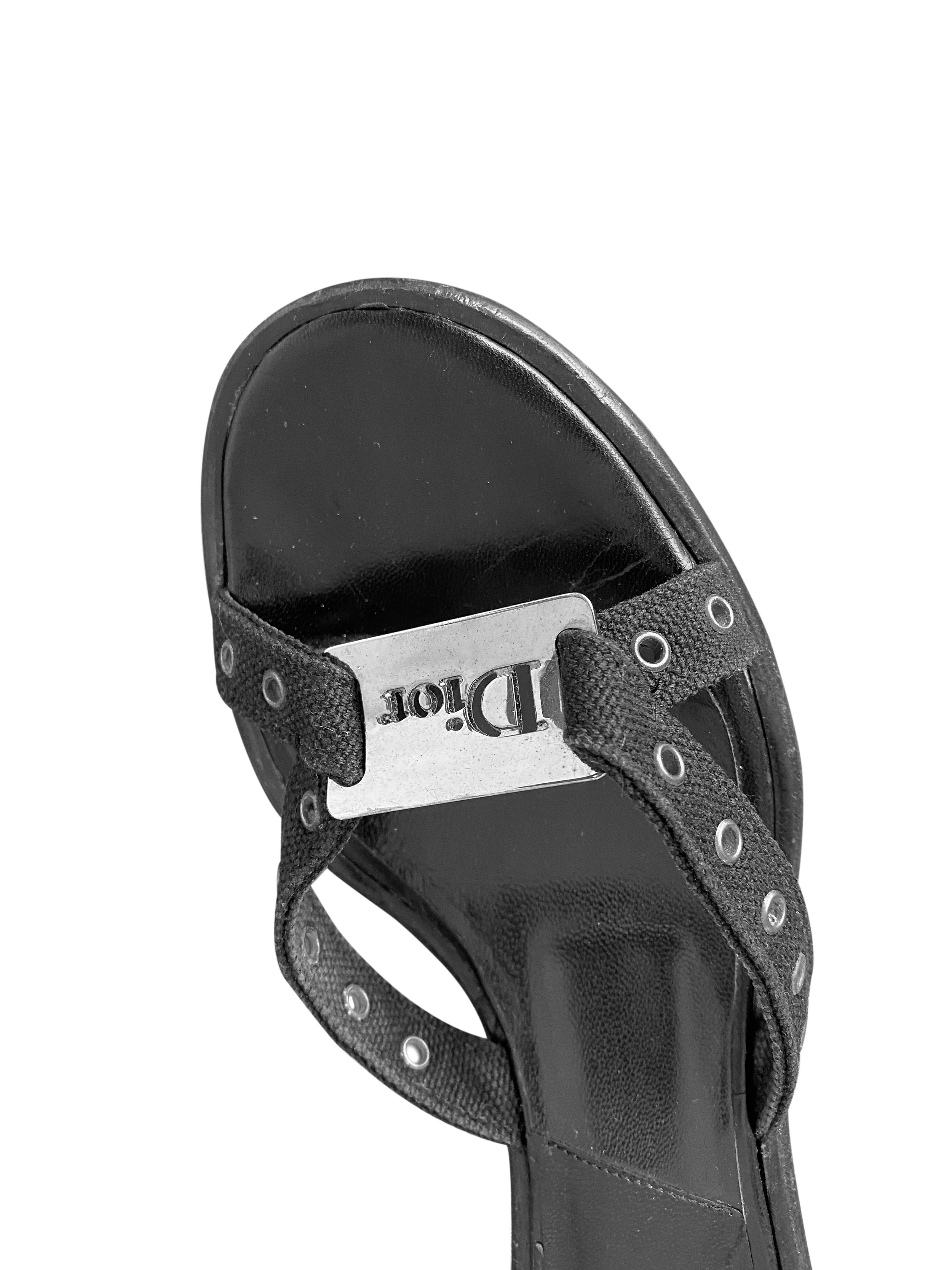 Christian Dior 2000s Cross Black Leather Heels - Image 3