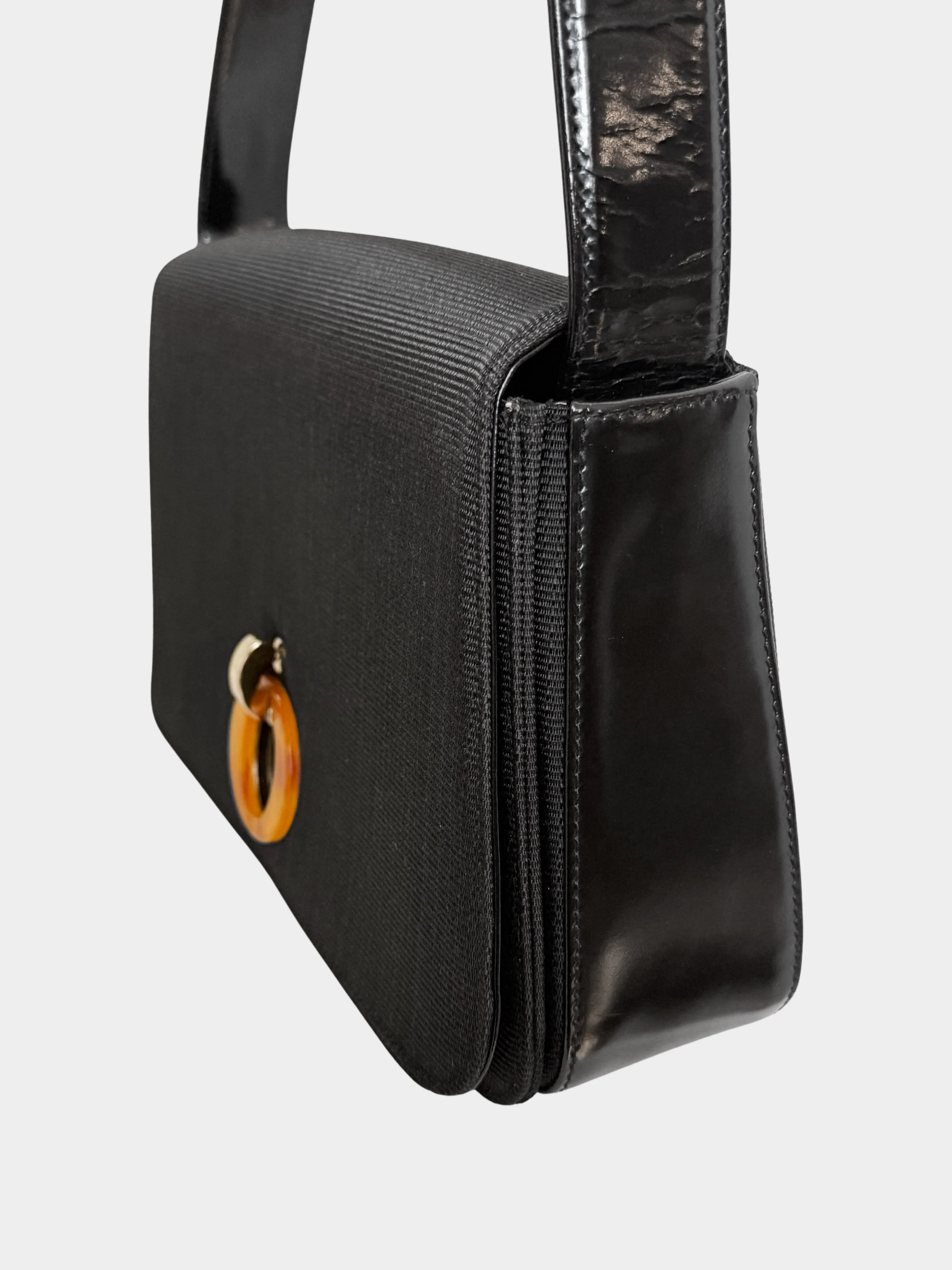Christian Dior by John Galliano 1997 Rare Black Canvas and Patent Leather Crossbody Bag - Image 3